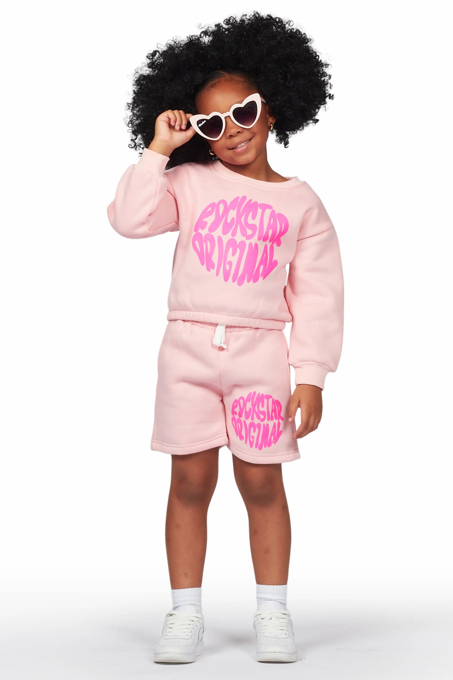 Girls Beena Blush Crop Top Short Set