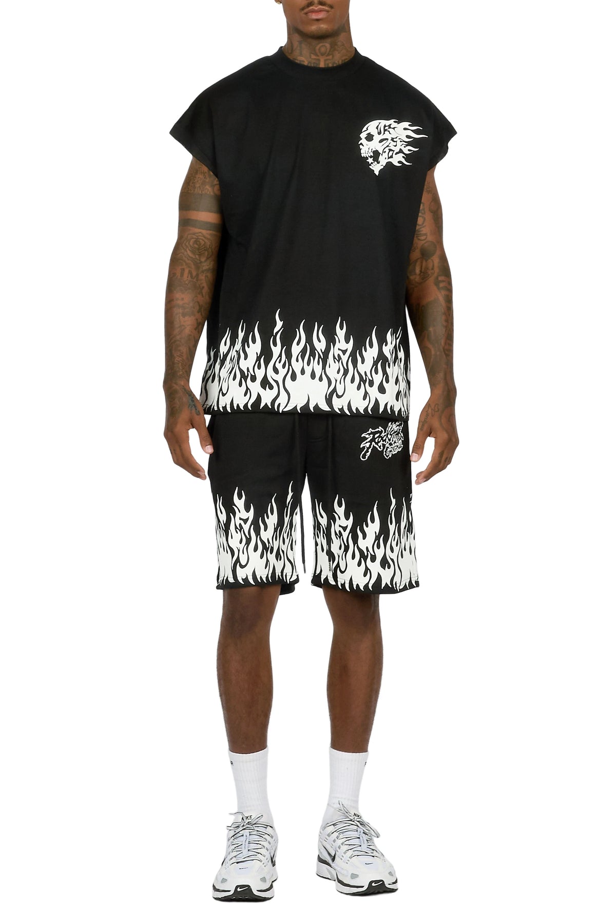 Bubble Black Cut Sleeve T-Shirt Short Set