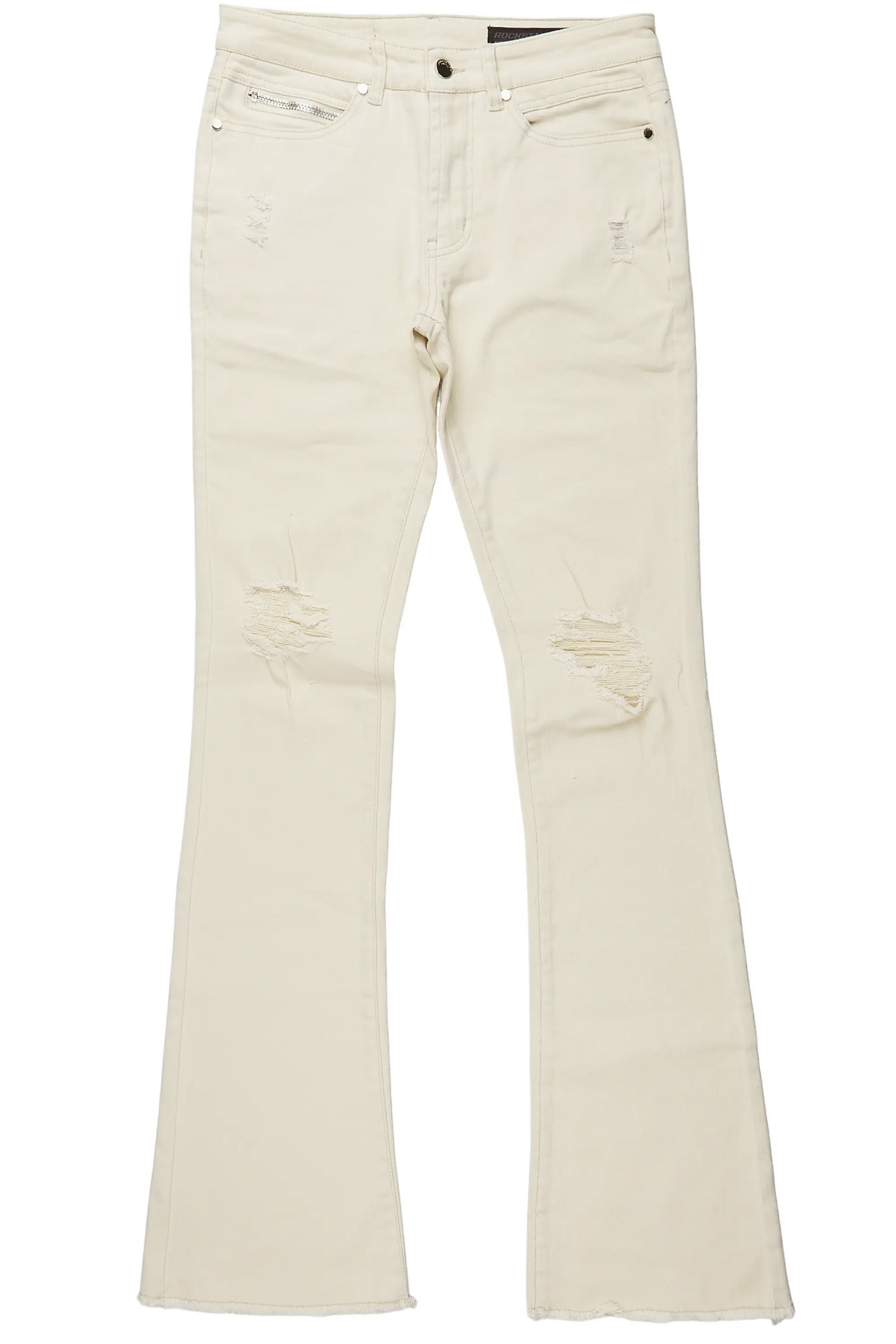 Rebel Beige Stacked Flare Jean