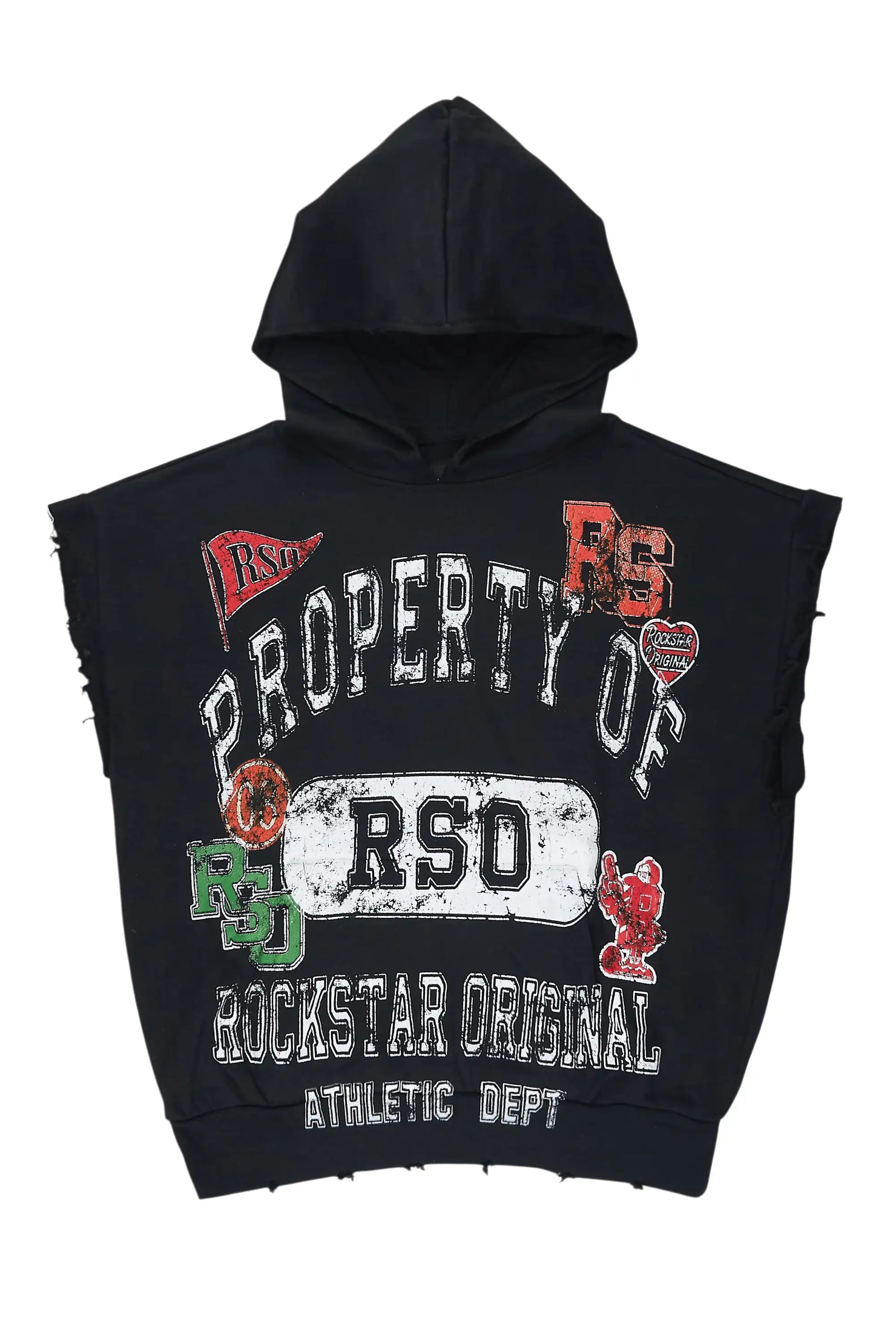 Syrix Black/Multi Cut Sleeve Hoodie