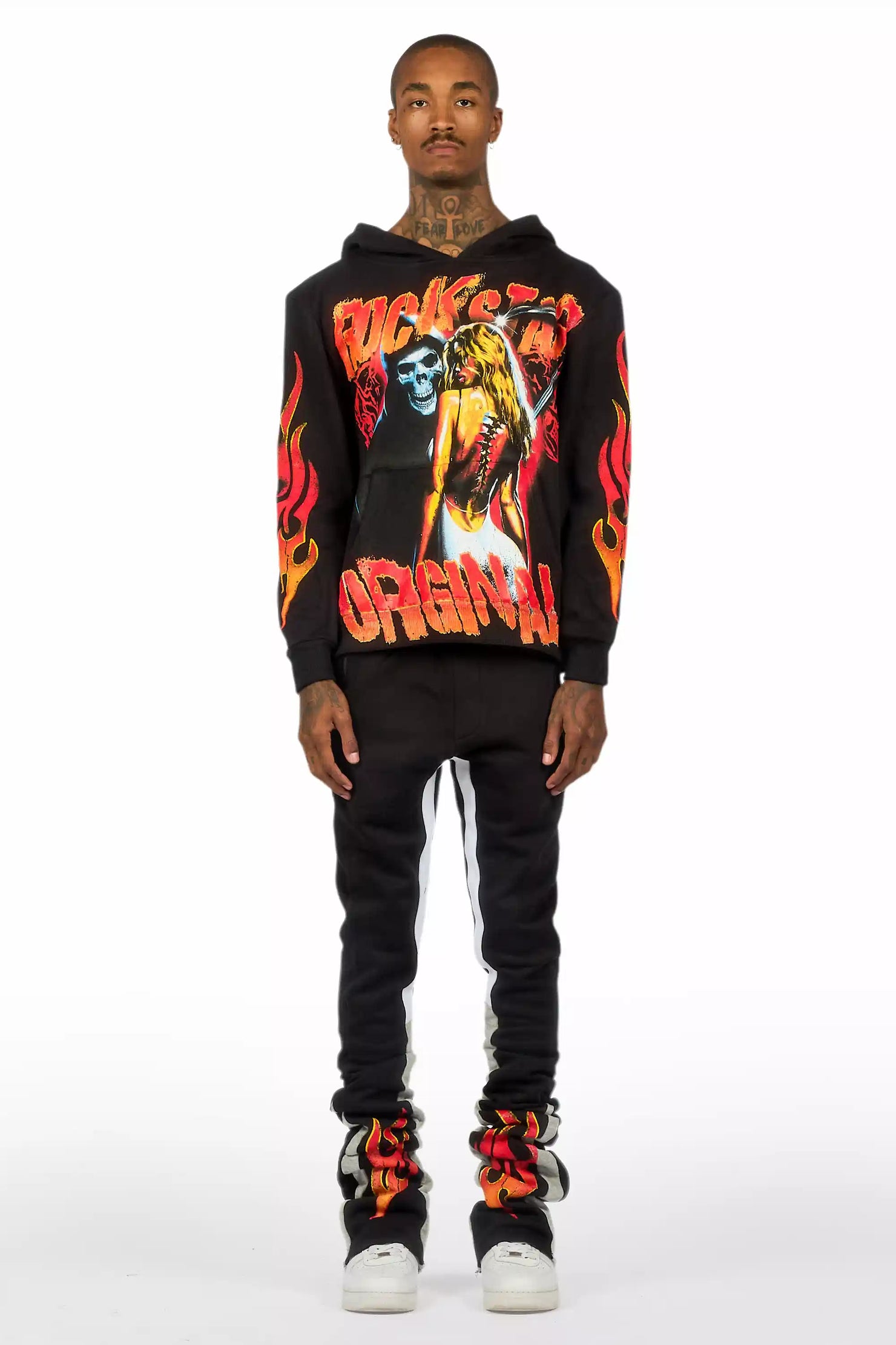 Zo Black/Orange Hoodie/Super Stacked Track Set