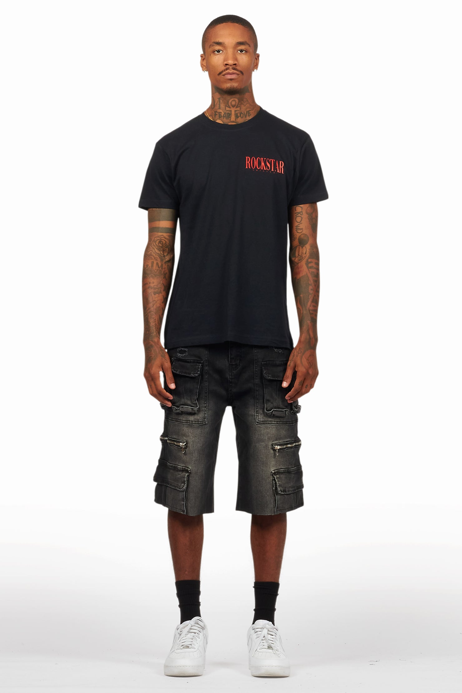 Dayte Nite Black/Red T-Shirt/Denim Short Set
