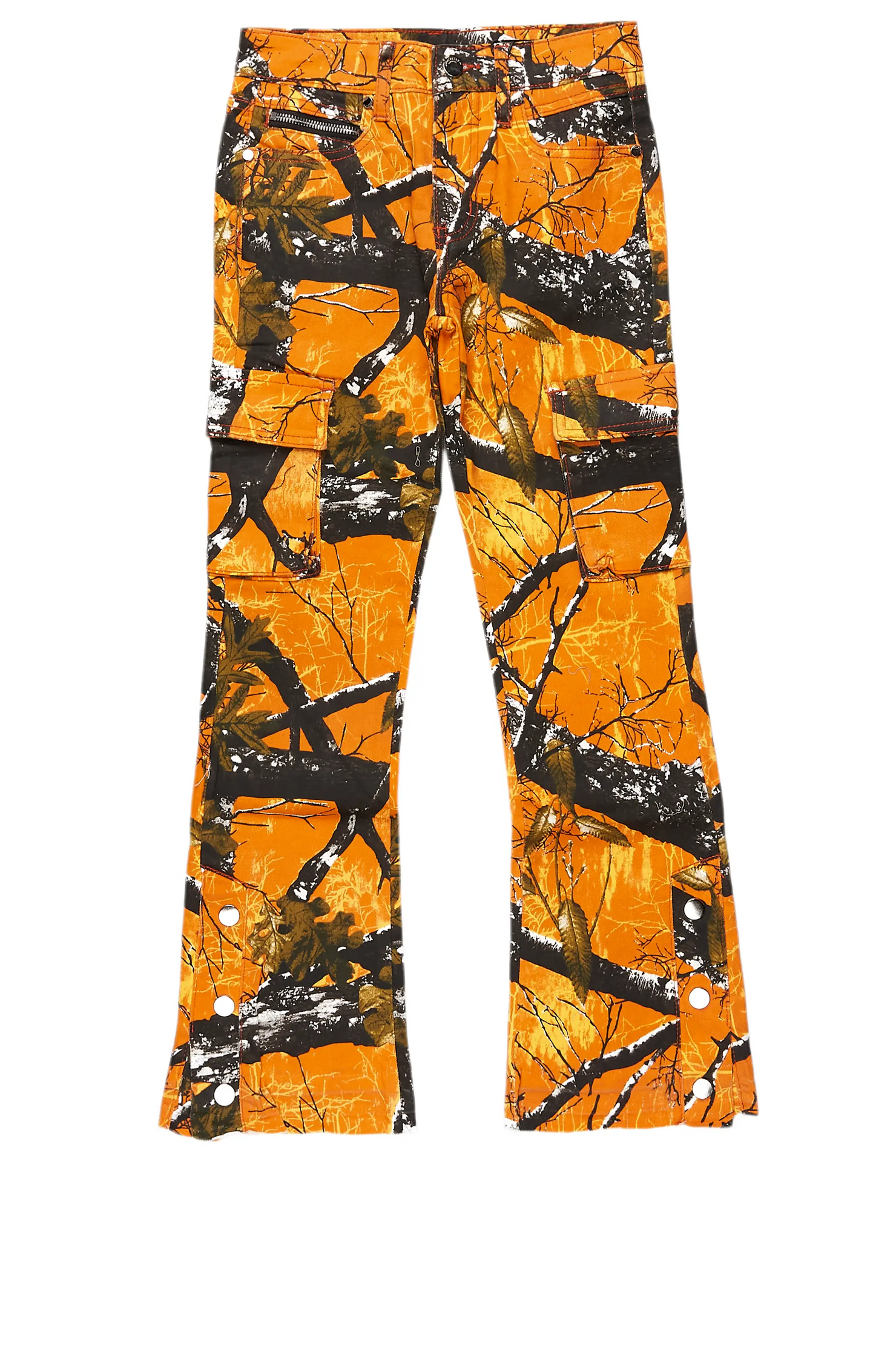 Boys Waage Orange Tree Camo Stacked Flare Cargo Jean