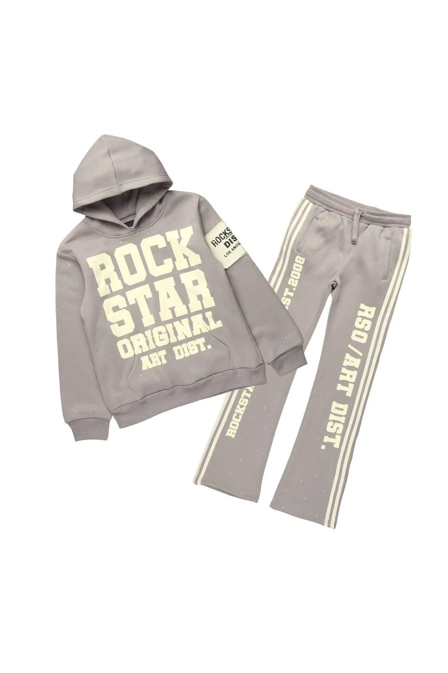 Boys Yulian Grey Hoodie Stacked Track Pant Set