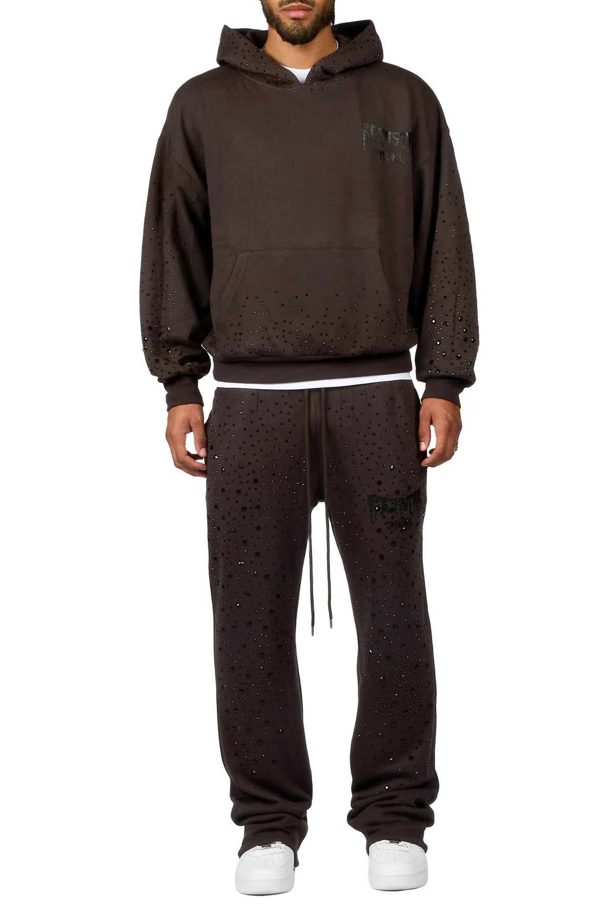 Twinkle Iron/Black Rhinestone Hoodie Relaxed Track Set
