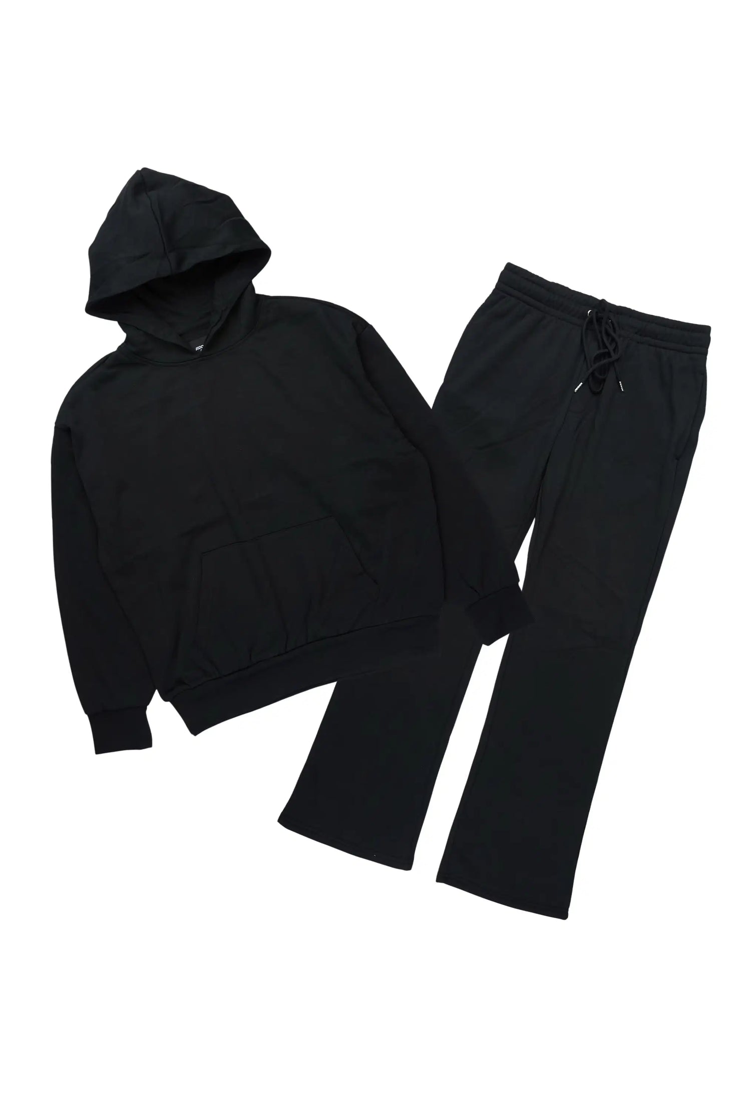 Basic Black Hoodie Relaxed Track Set