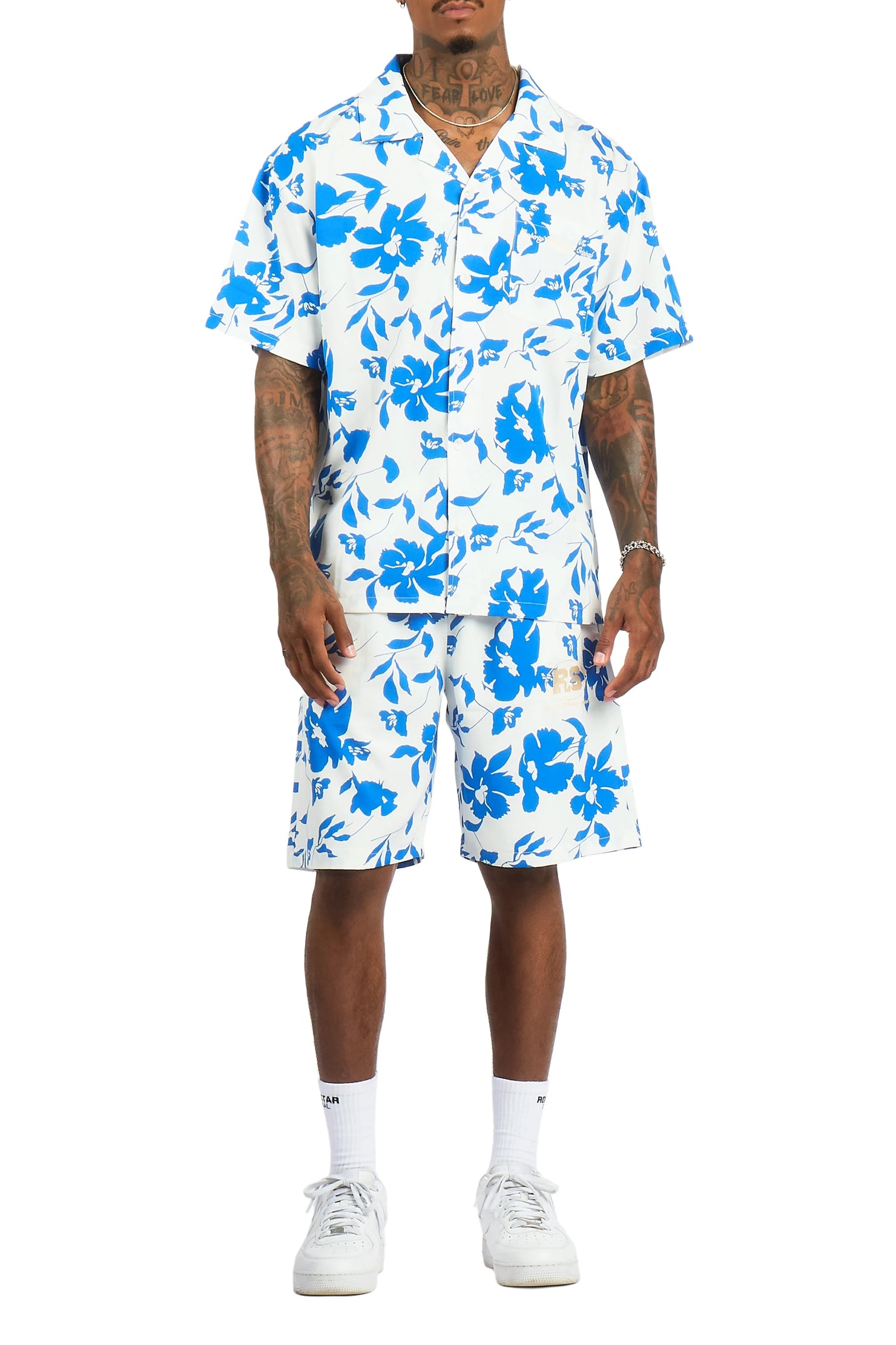 Puka Light Blue Button Down Shirt/Short Set