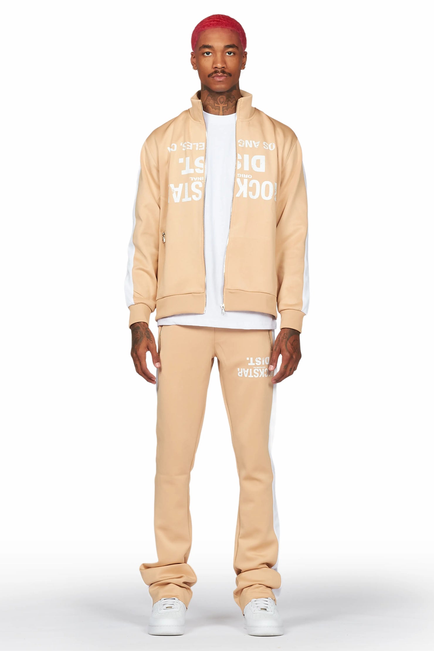 Dist. Town Beige Tricot Stacked Flare Track Set