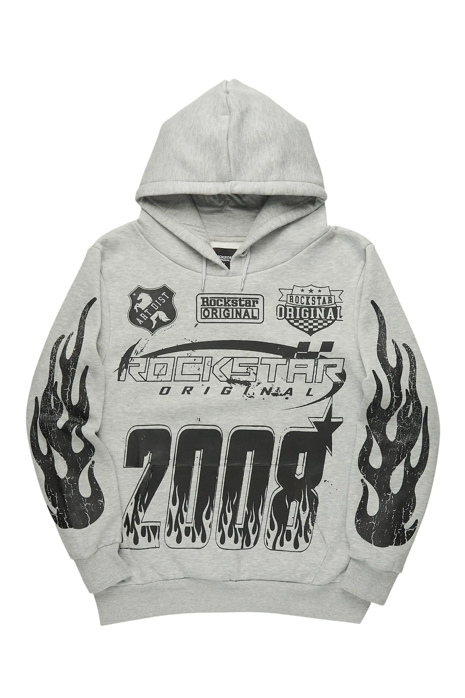 Amos Heather Grey Graphic Relaxed Hoodie