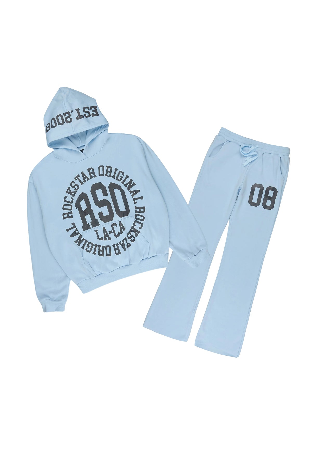 Boys Garbo Light Blue/Charcoal Hoodie Stacked Track Set