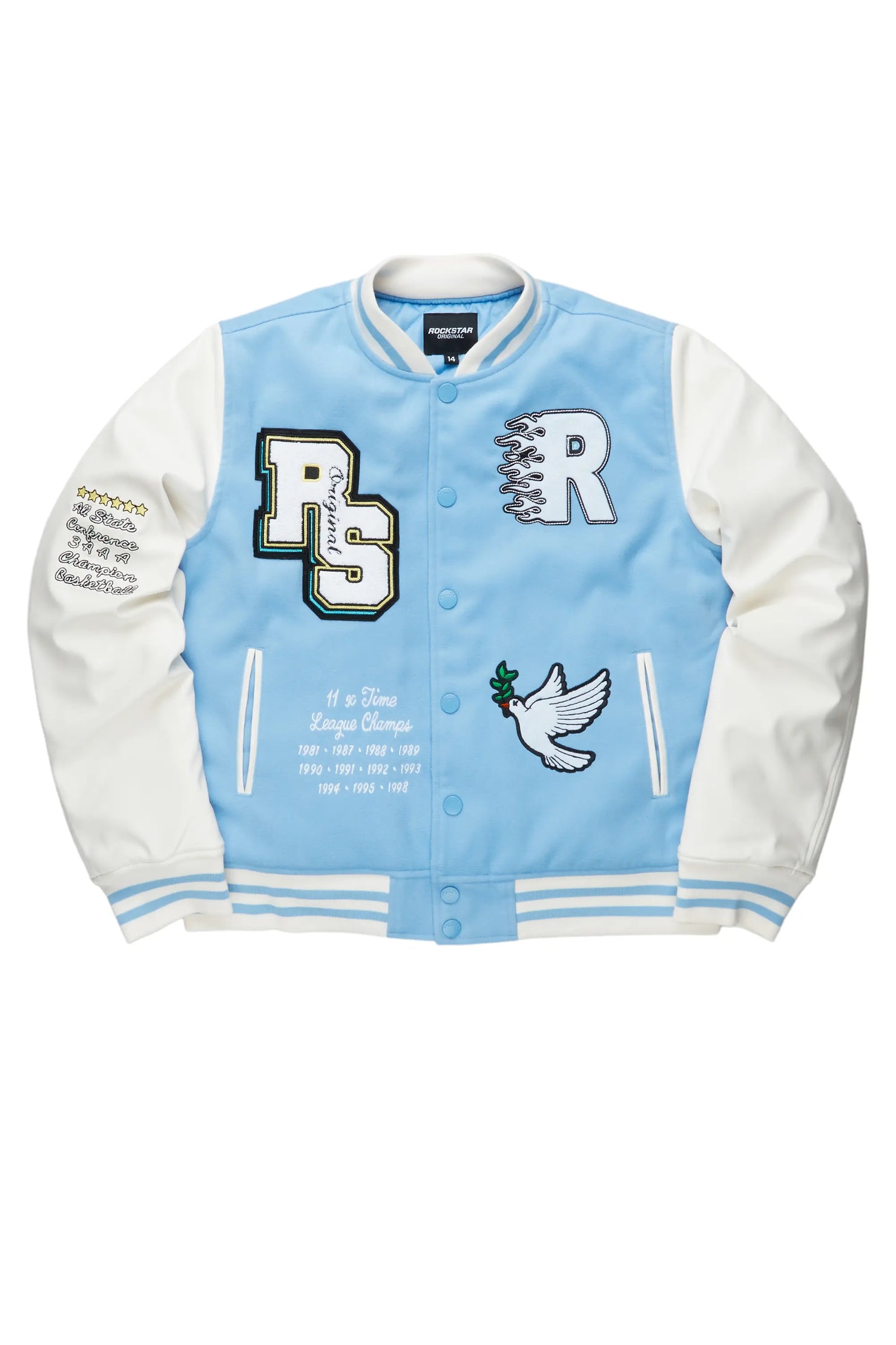 Girls Leah Baby Blue Varsity Jacket