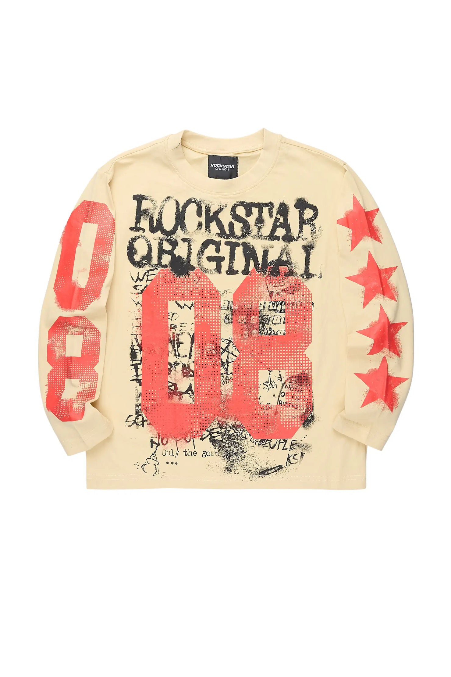 Boys Rhett Beige Long Sleeve Graphic T-Shirt