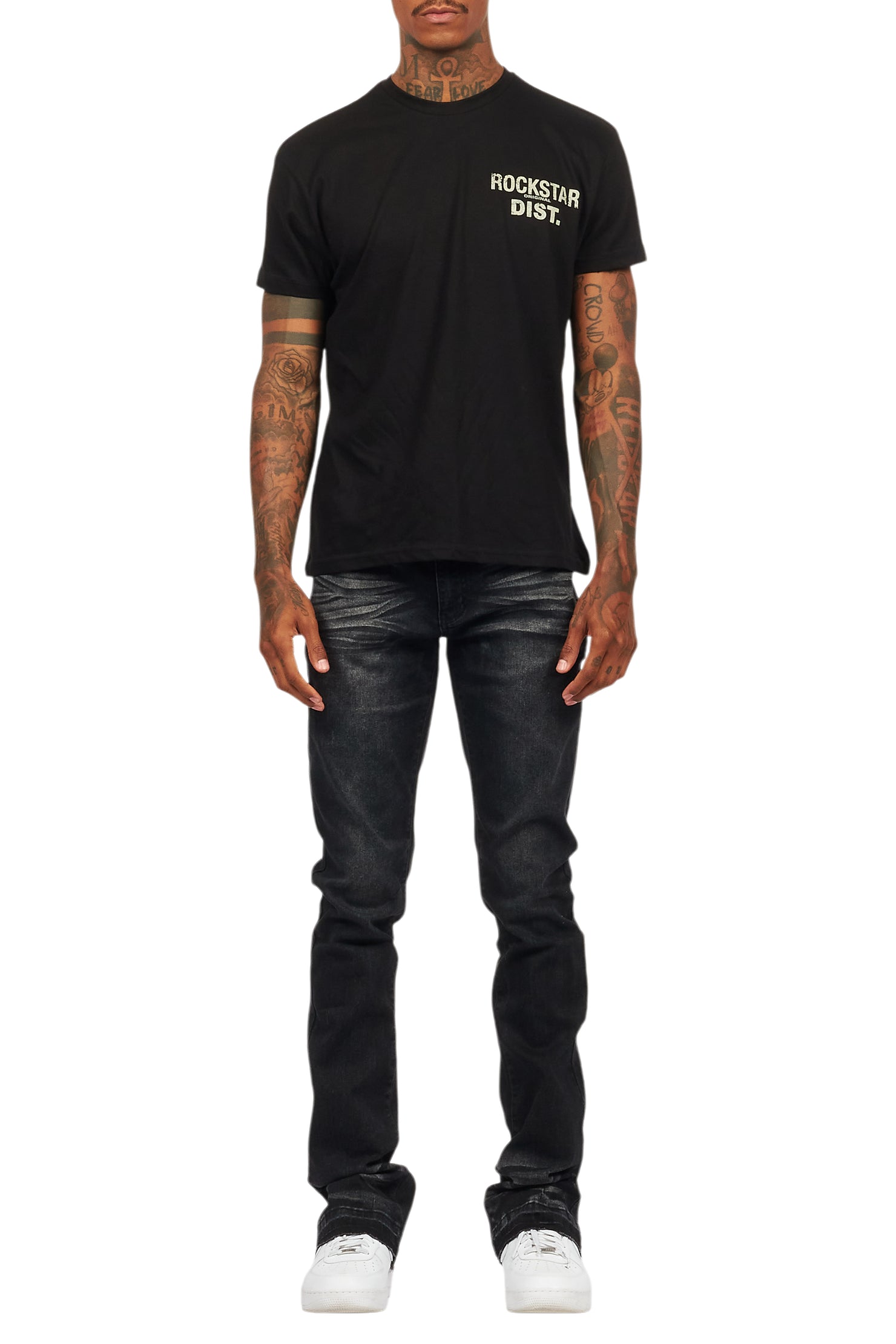 Lake Black/Beige T-Shirt/Dag Stacked Flare Jean Set