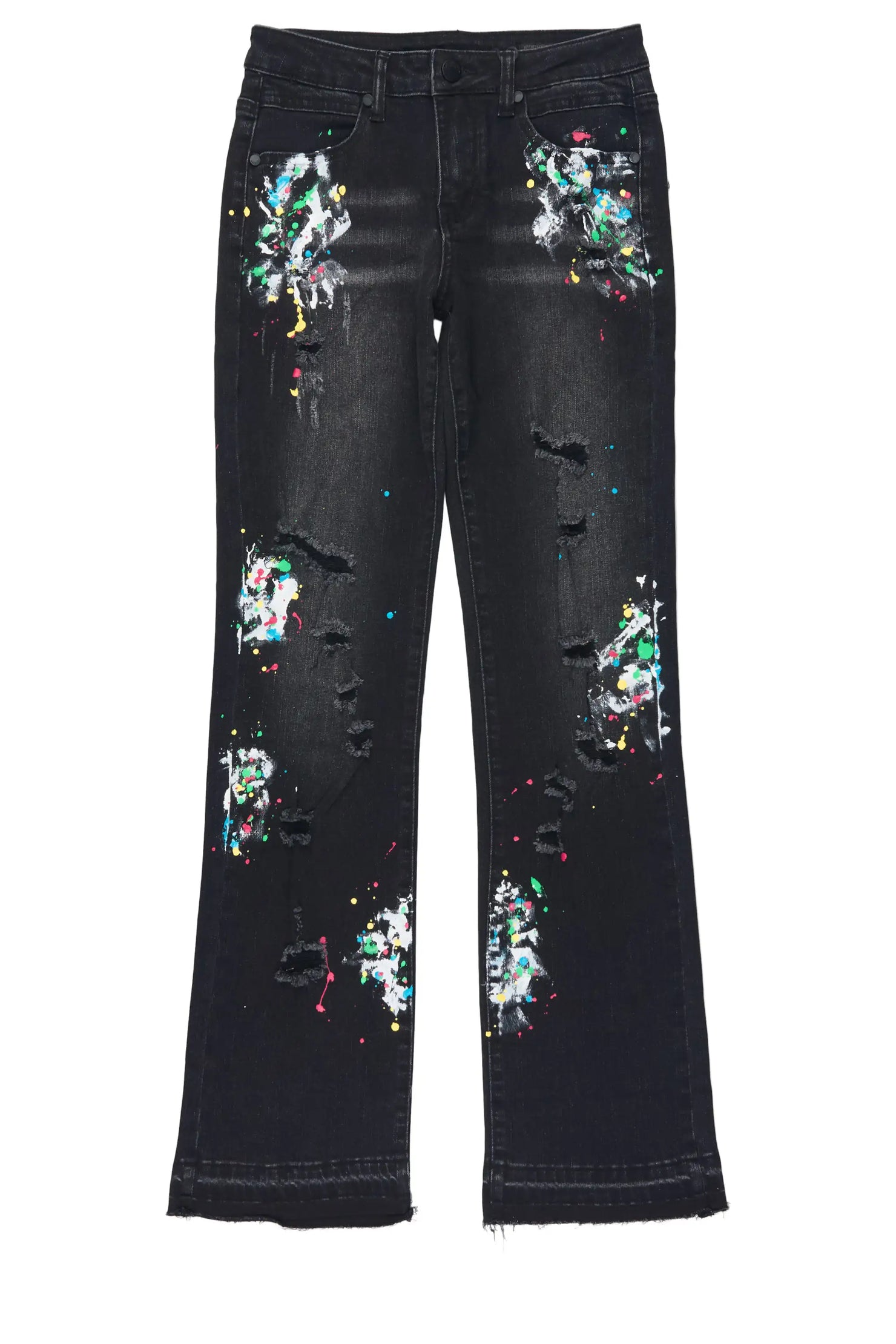 Boys Troy Black/Multi Stacked Painter Jean