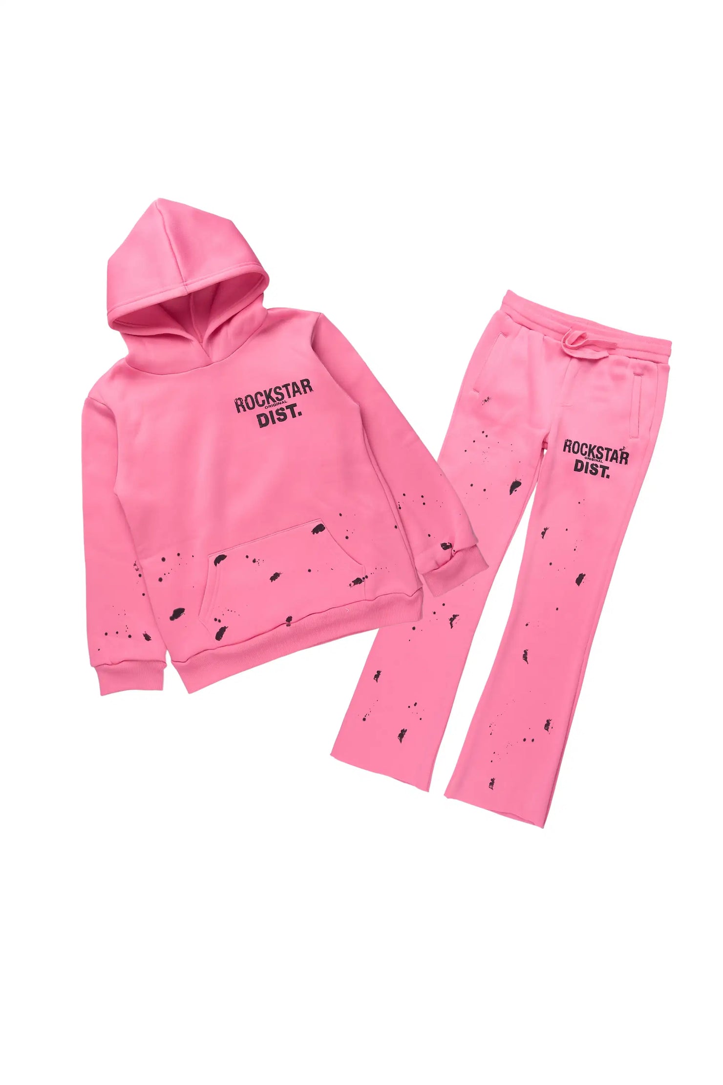 Girls Hadley Bubble Gum Hoodie Stacked Flare Track Set