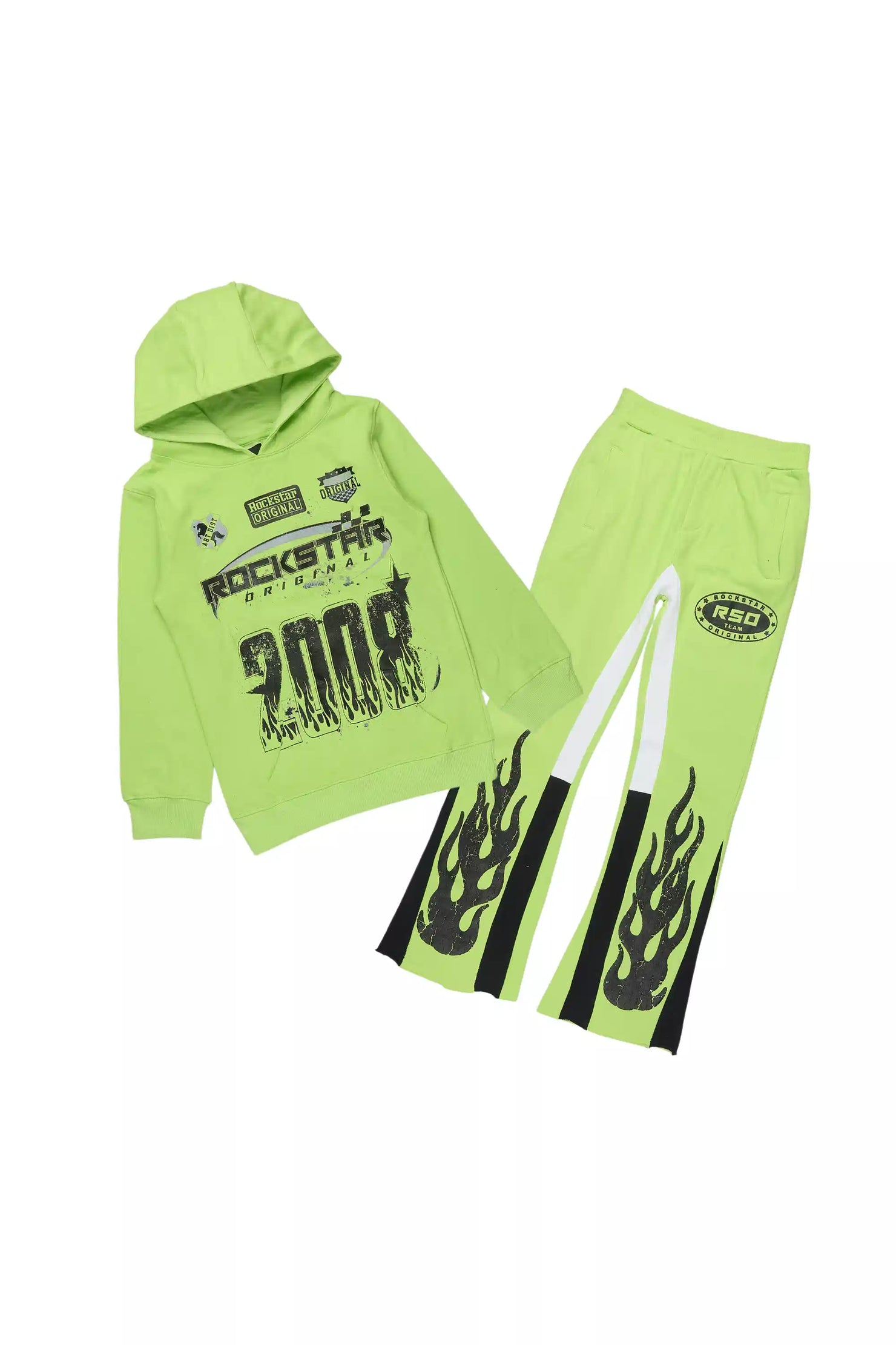 Boys Amos Neon Green/Black Stacked Track Set