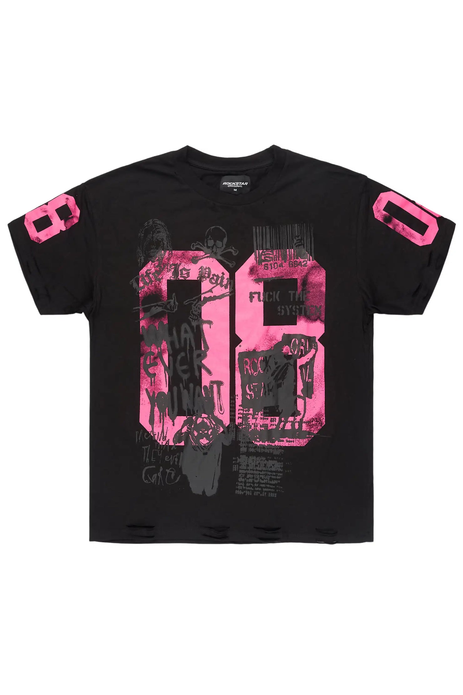 Grill Black/Fuchsia Graphic Oversized T-Shirt