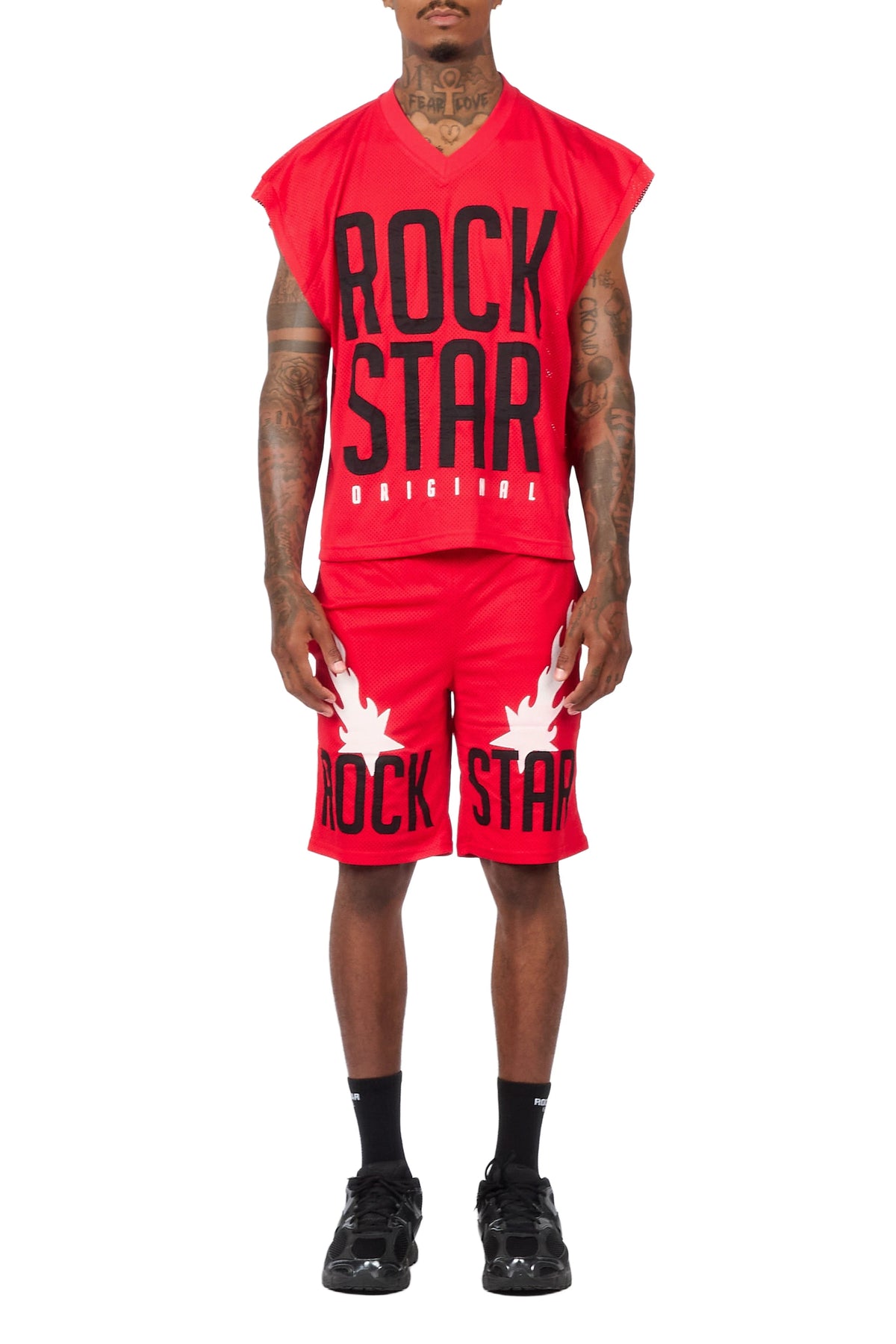 Climi Red Cut Sleeve T-Shirt/Short Set