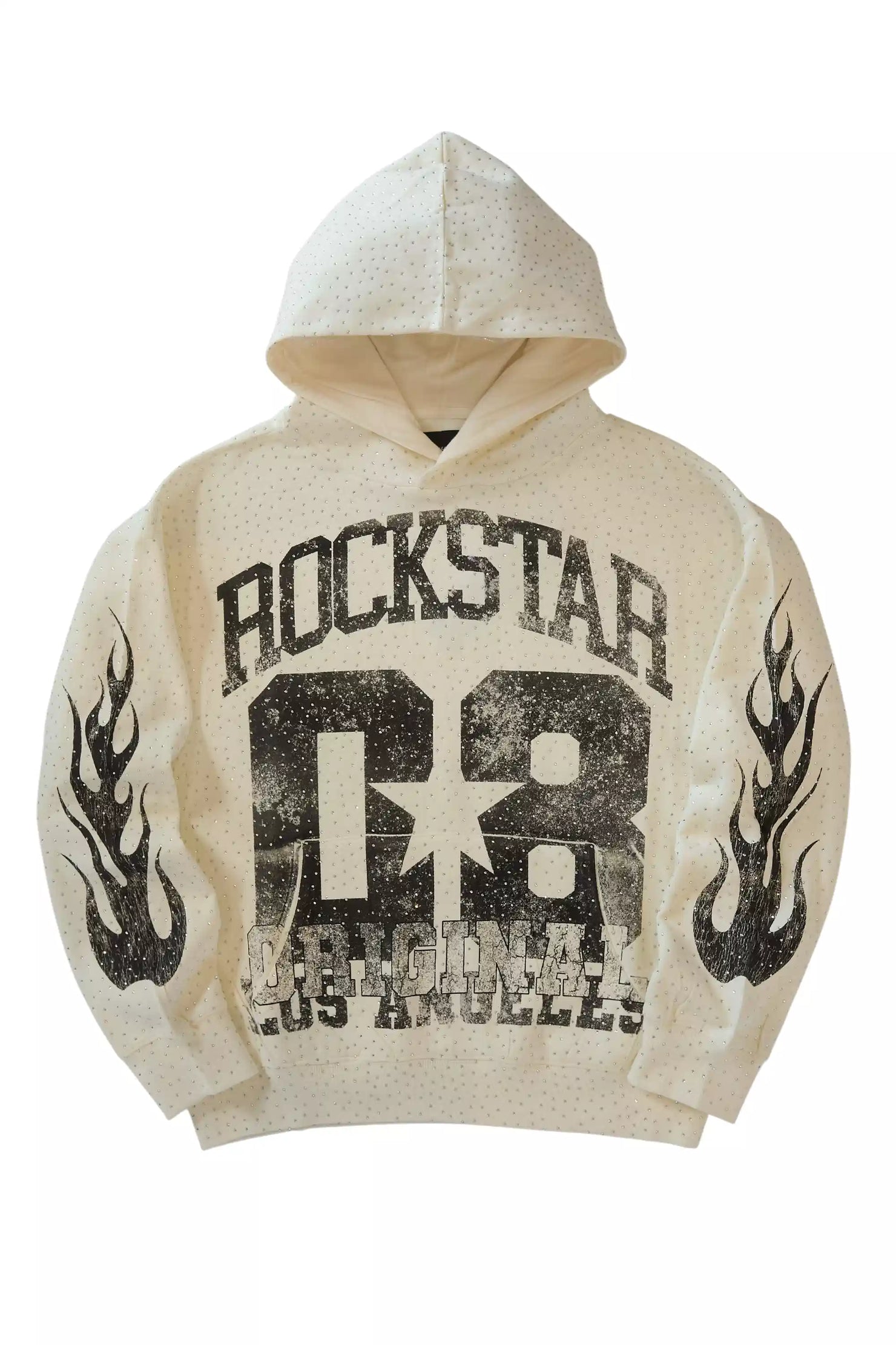 Flamur White Rhinestone Oversized Hoodie