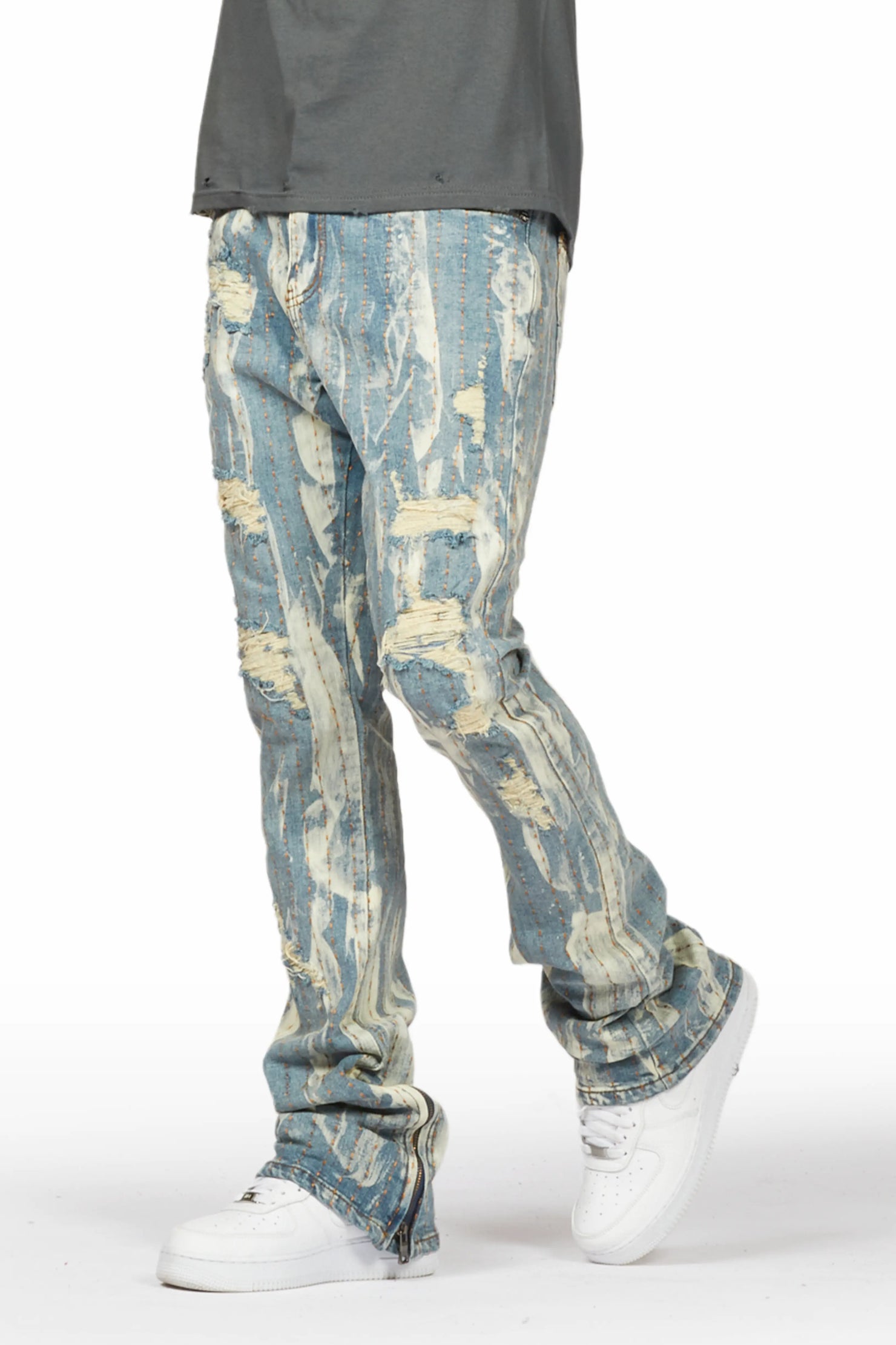 Damir Vintage Blue Stacked Flare Jean