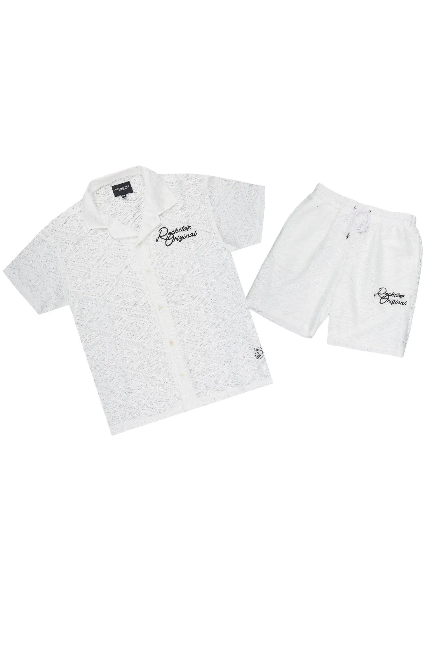 Sheck White Button Down Shirt/Short Set