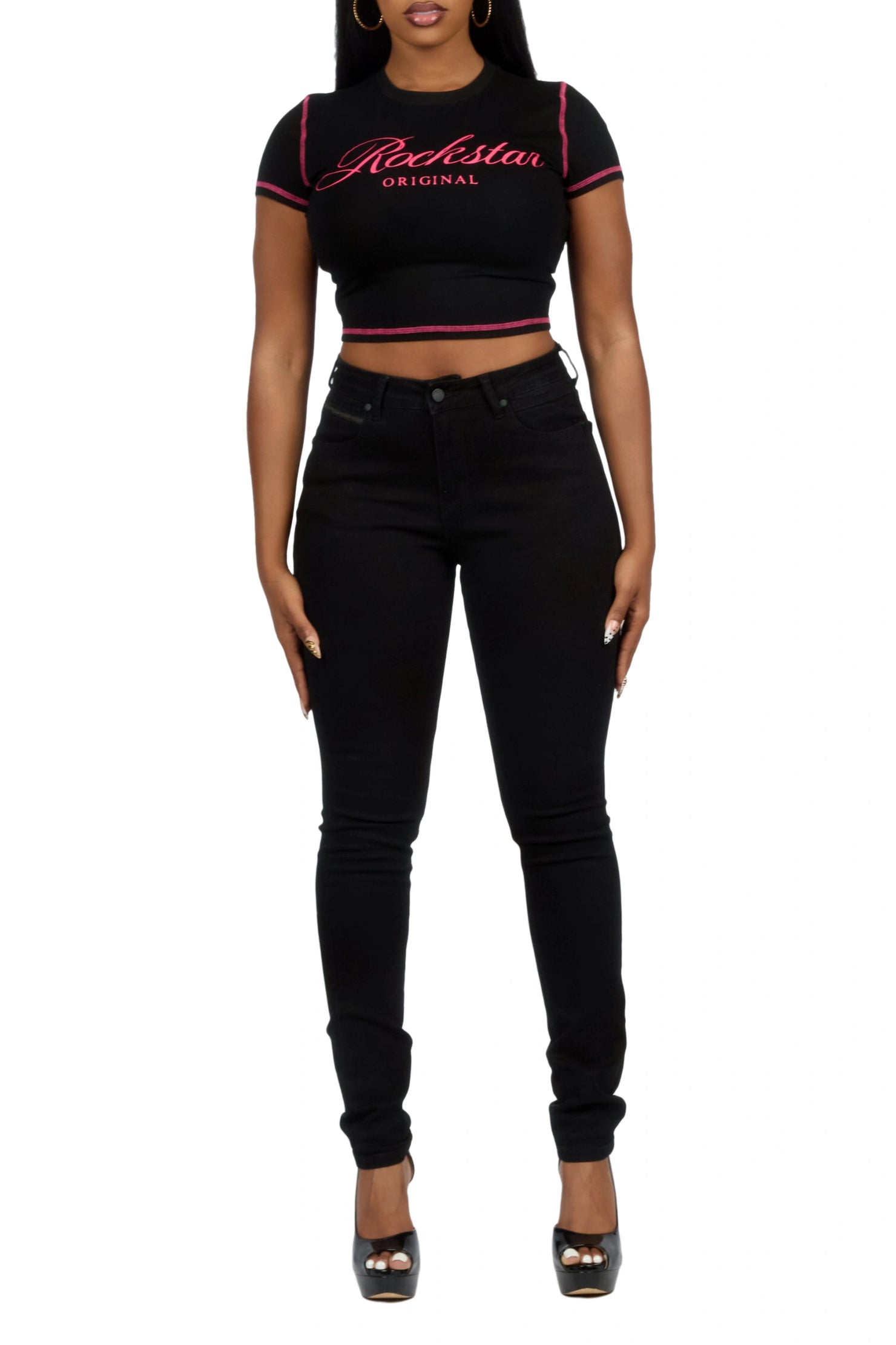 Keshona Black High Rise Stretch Skinny Jean