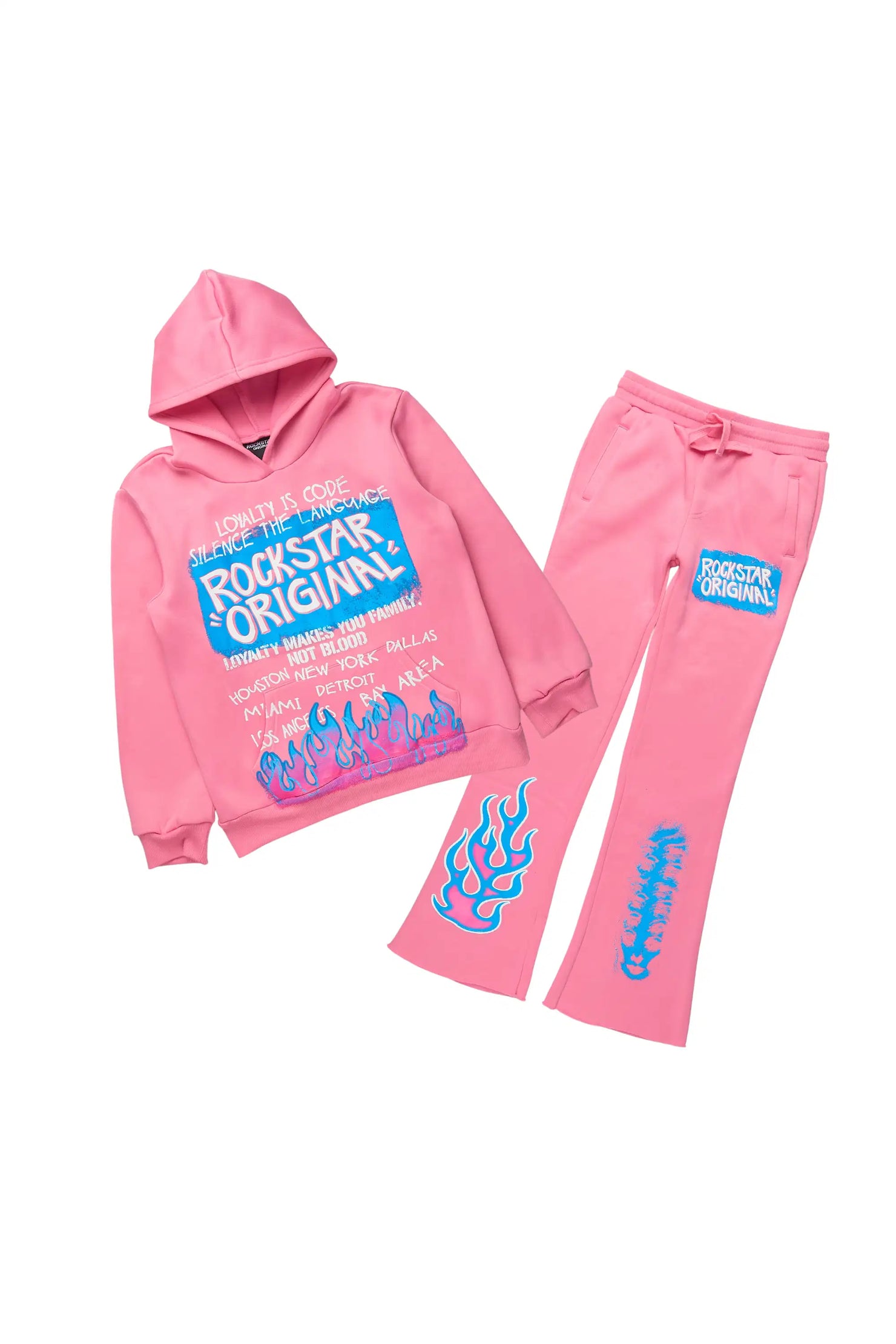 Girls Bridgette 2.0 Bubblegum Hoodie/Stacked Flare Track Set