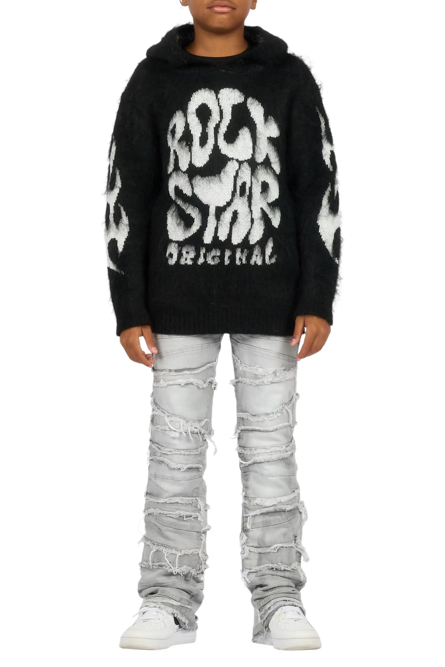 Boys Franko Light Grey Stack Flare Jean