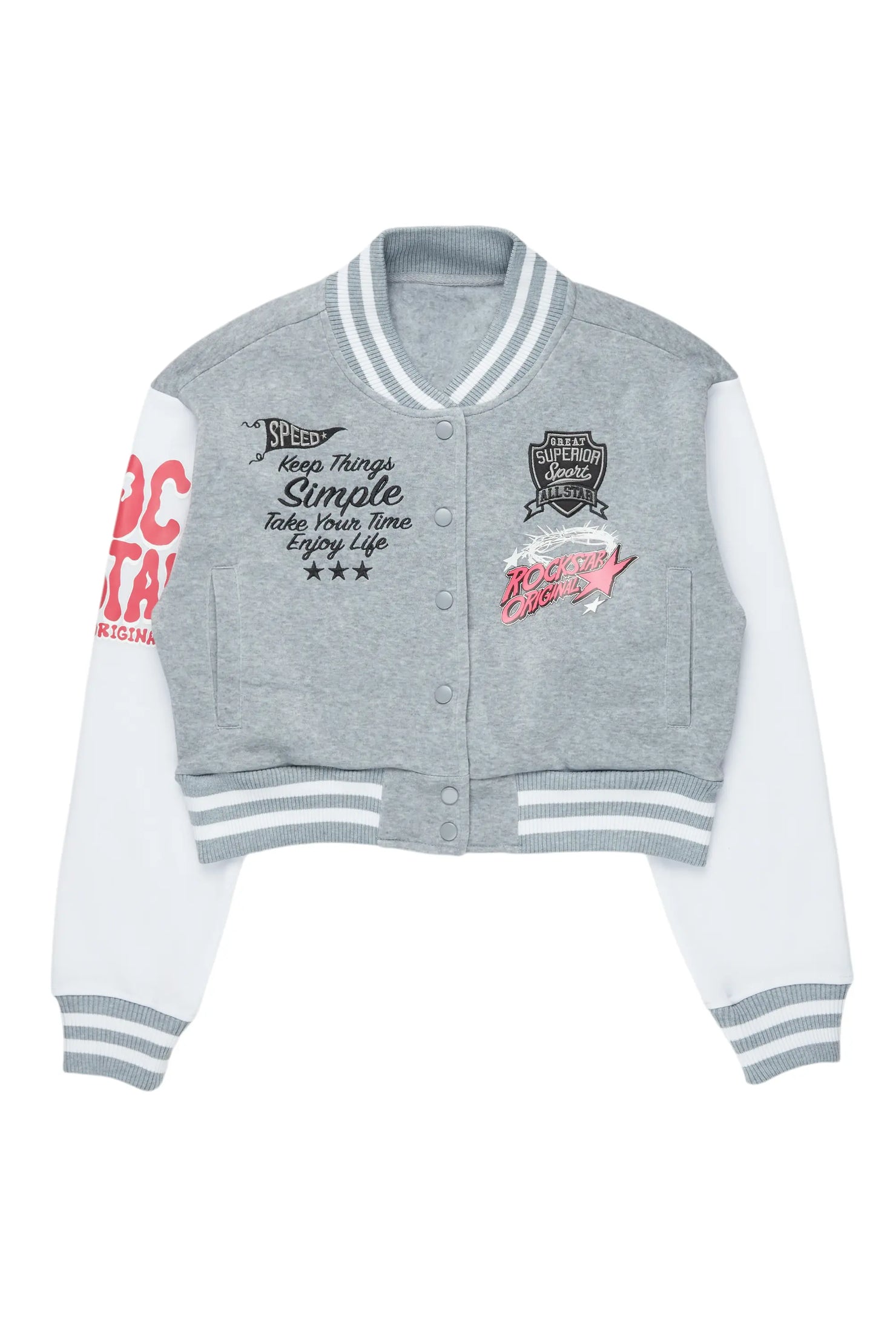Tashara Heather Grey Varsity Jacket
