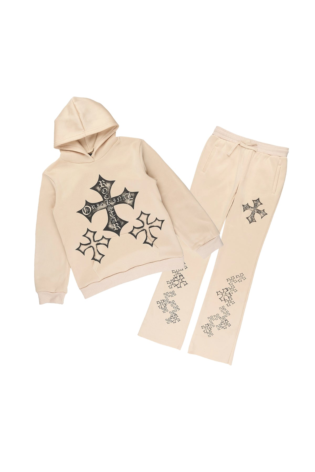 Boys Marizon Beige Hoodie Stacked Track Set