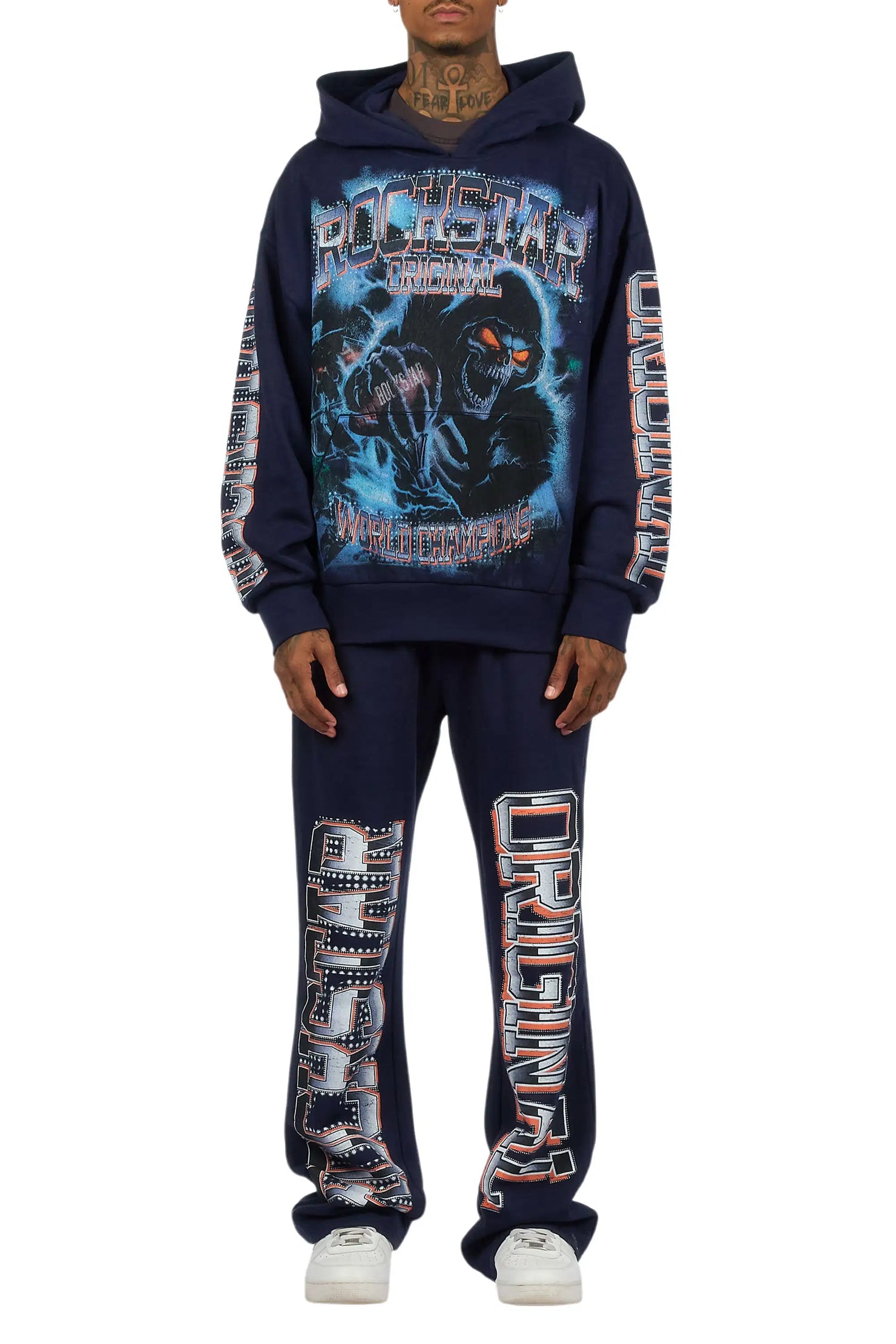 Kross Navy Hoodie/Baggy Pant Track Set