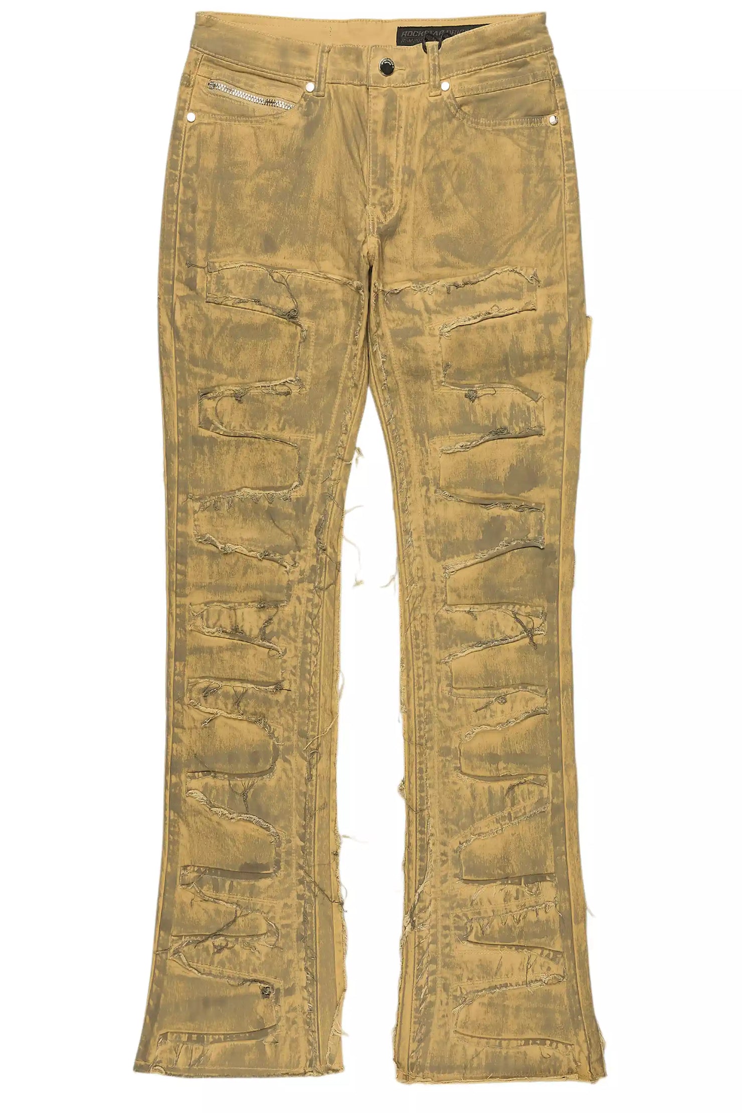 Shake Beige Oil Wash Stacked Flare Jean