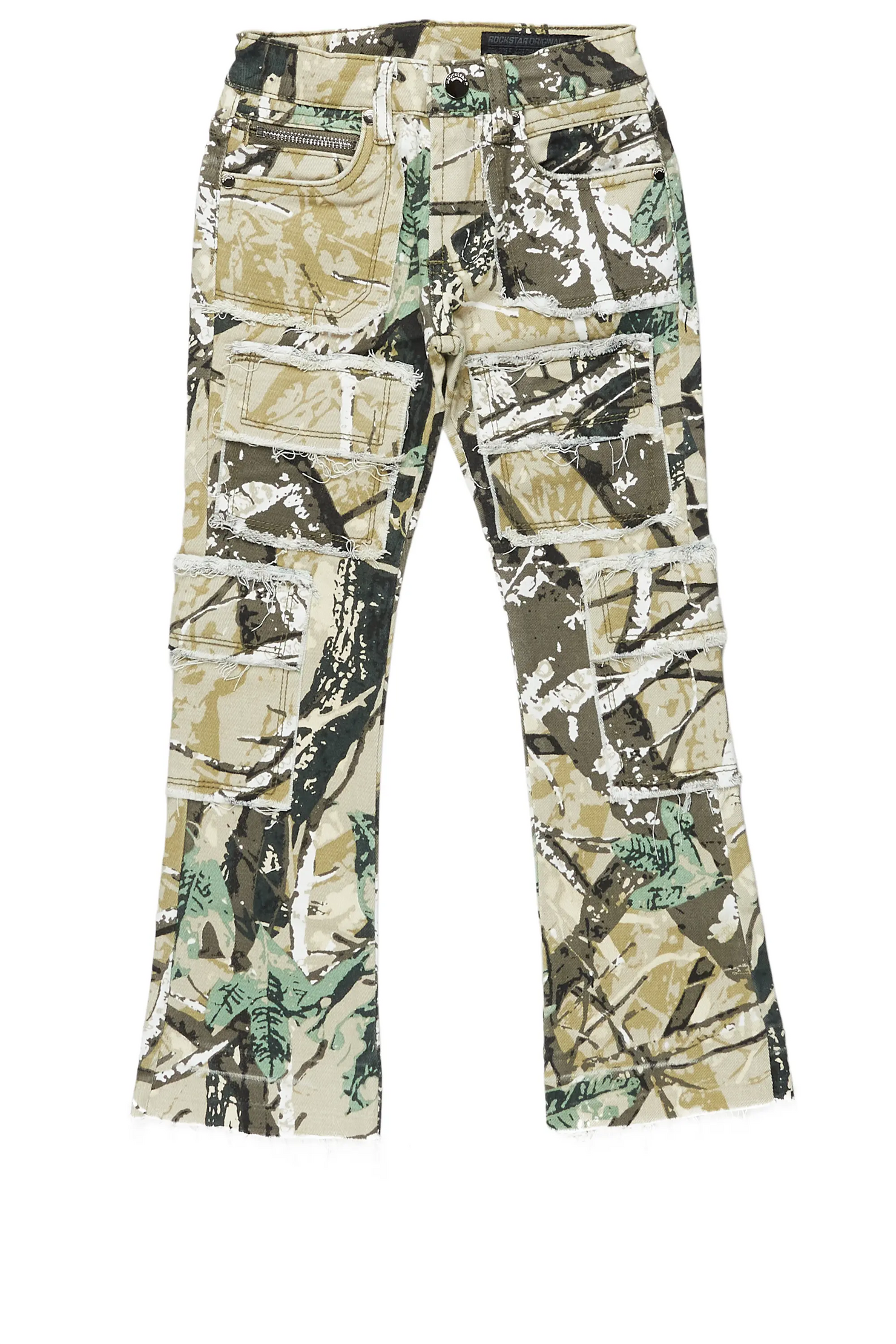 Boys Tyrell Tree Camo Stacked Flare Cargo Jean