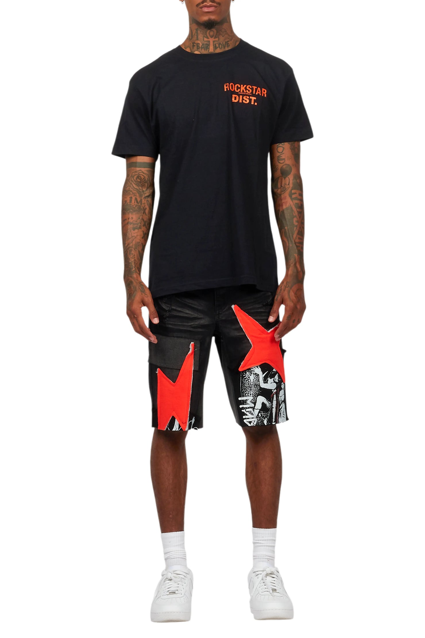 Akos Black T-Shirt/Denim Short Set