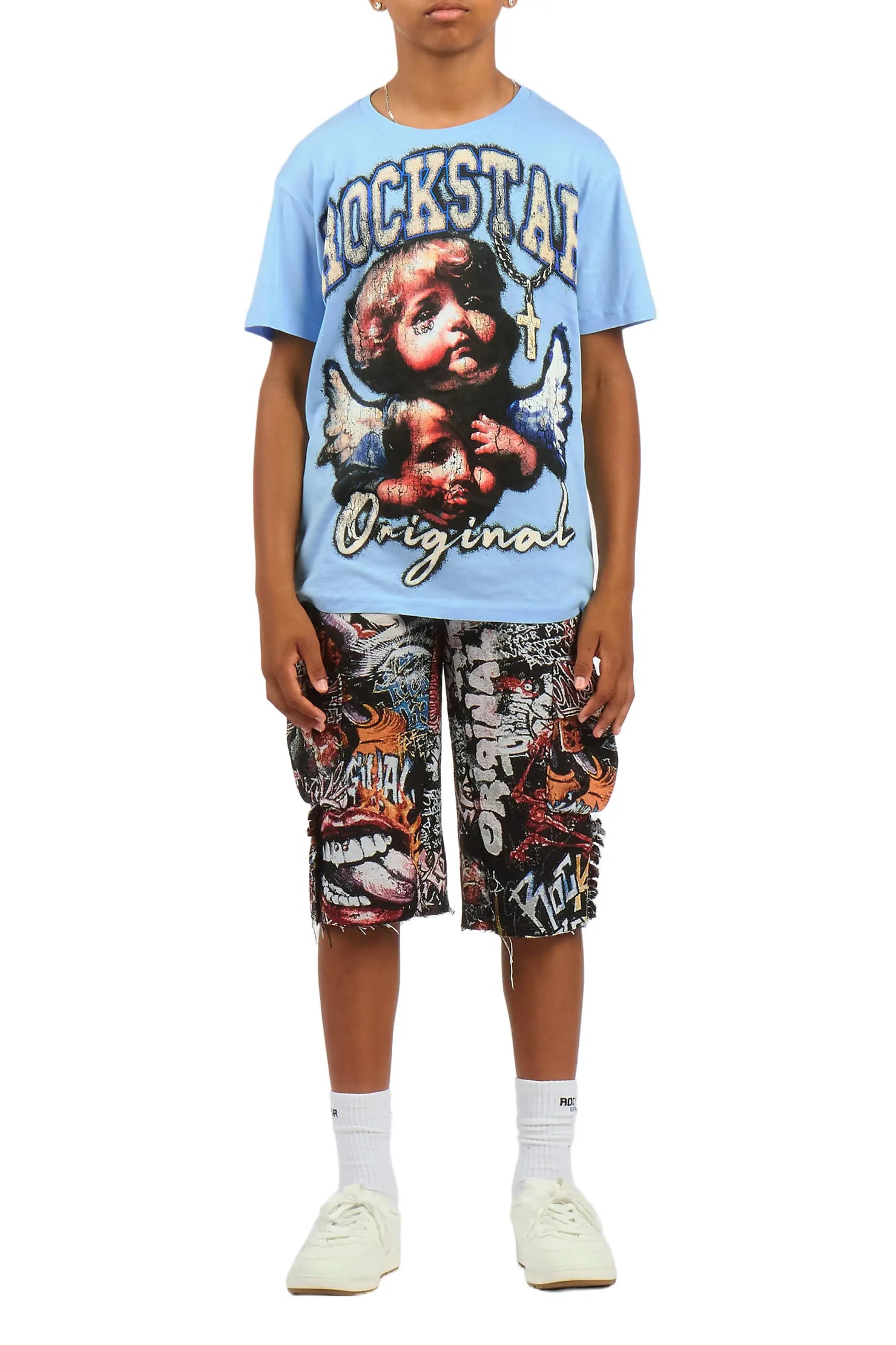 Boys Dejair Blue/Multi T-Shirt Short Set