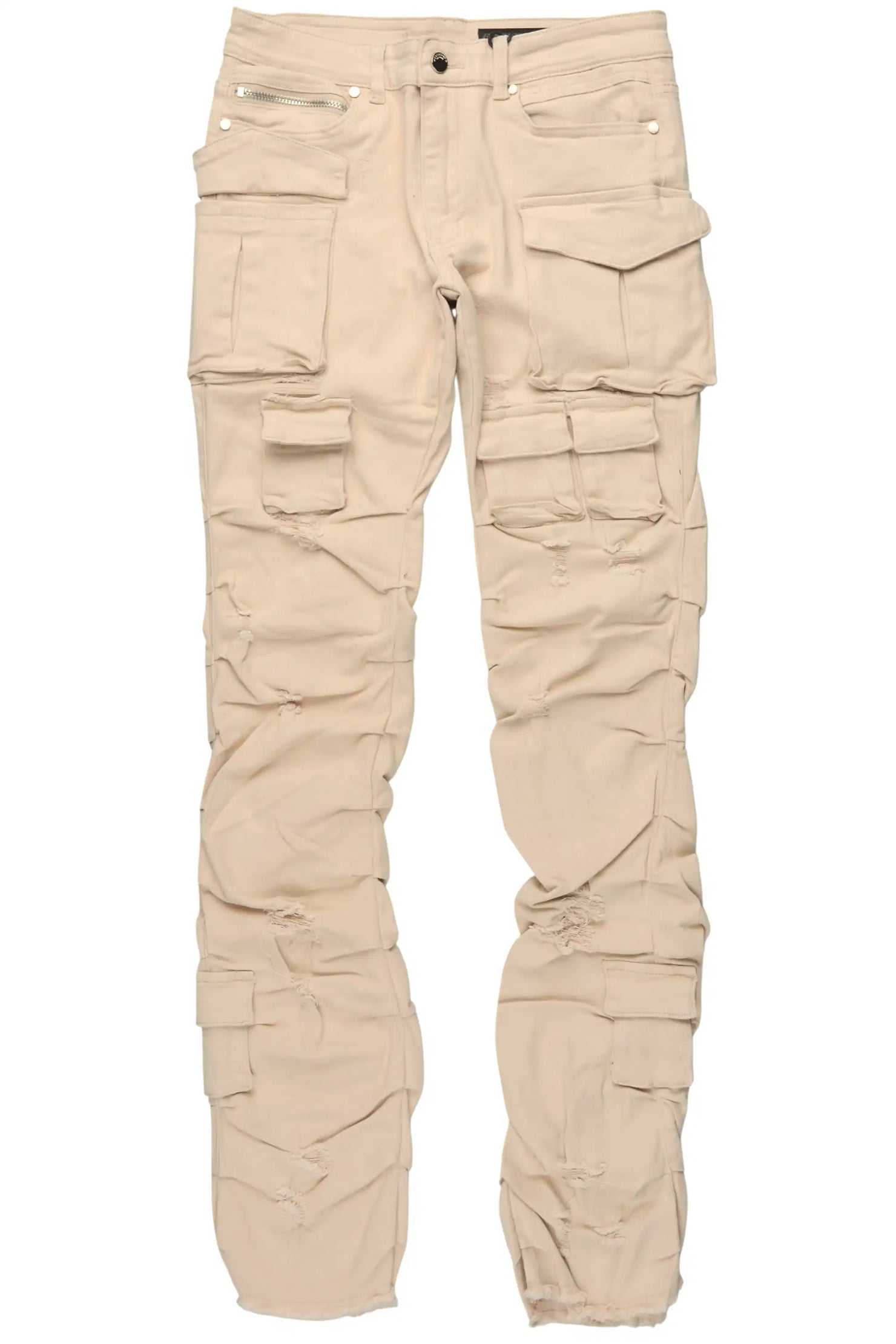 Gentry Beige Stacked Flare Jean