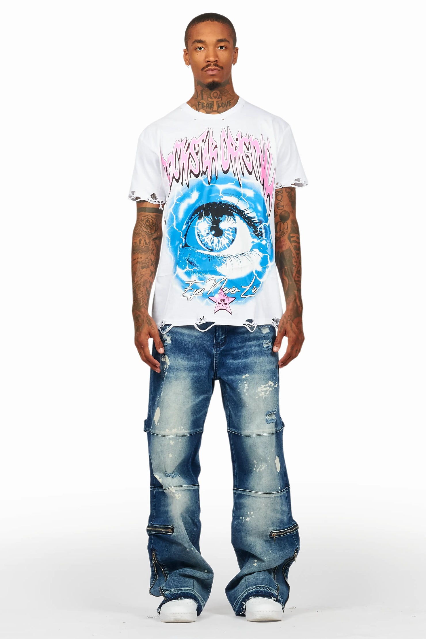 Pello White/Blue T-Shirt & Grib Baggy Fit Jean Bundle