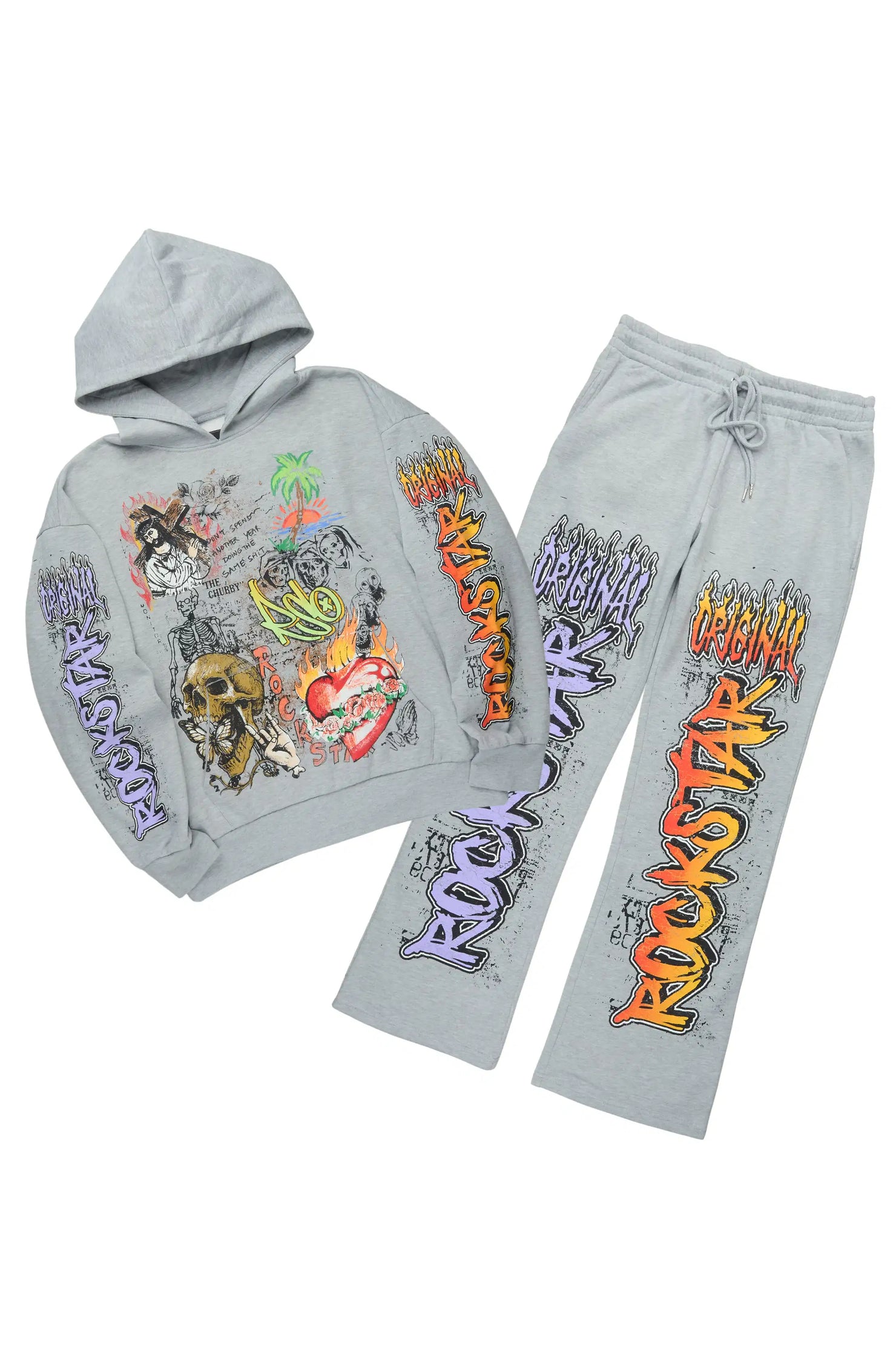 Zyver Heather Grey Hoodie/Baggy Pant Track Set