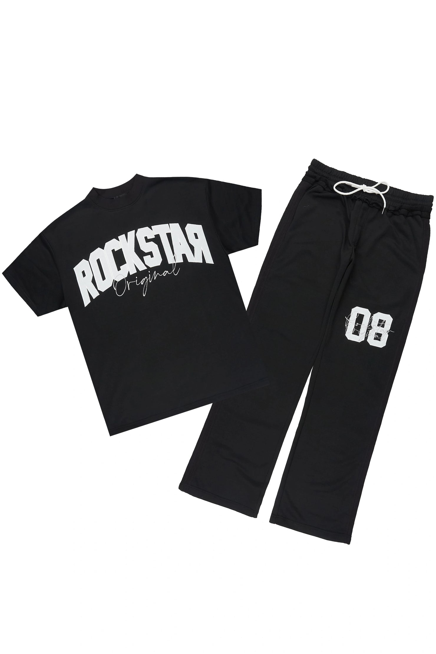 Zymir Black  French Terry Chenille Tee/ French Terry Relaxed Track Set