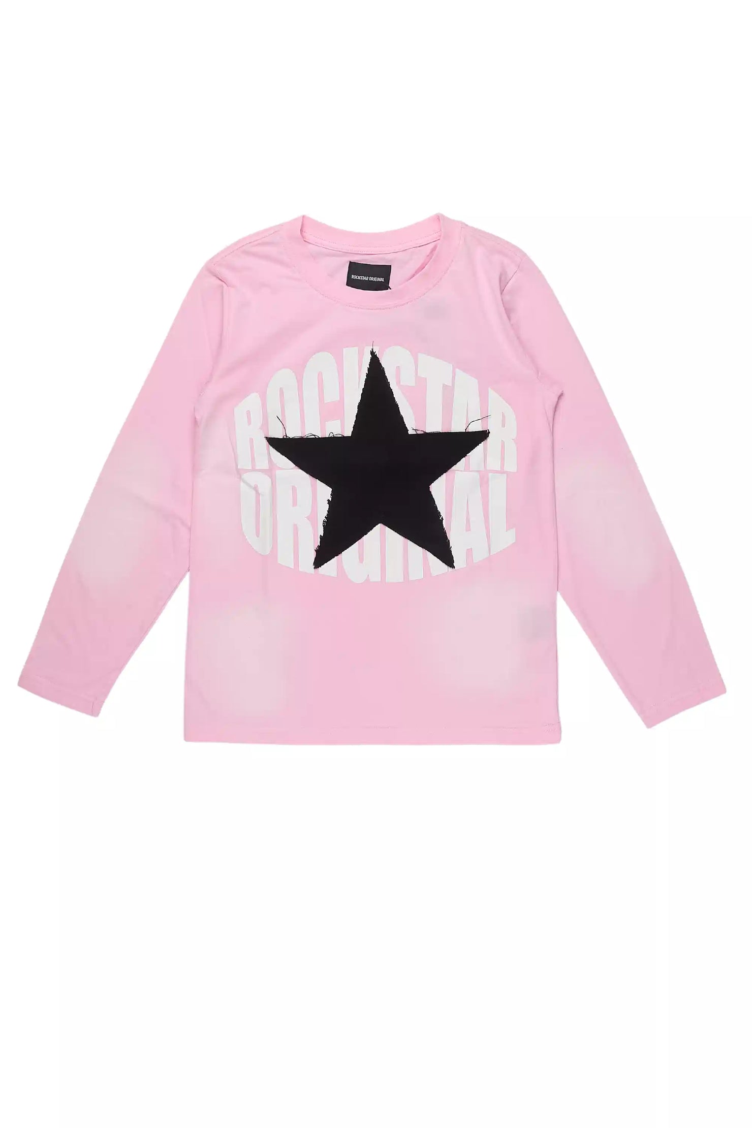 Girls Khaly Pink/Black L/S Graphic T-Shirt With Patch