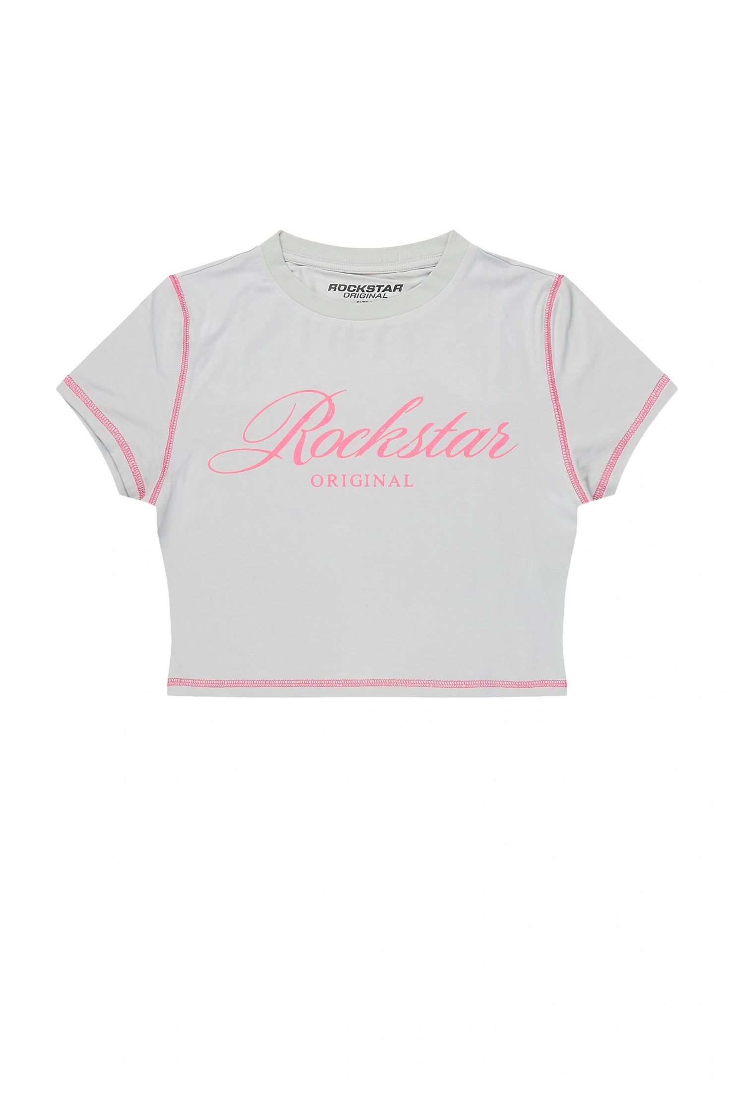 Sharae Grey/Pink Baby Tee Shirt