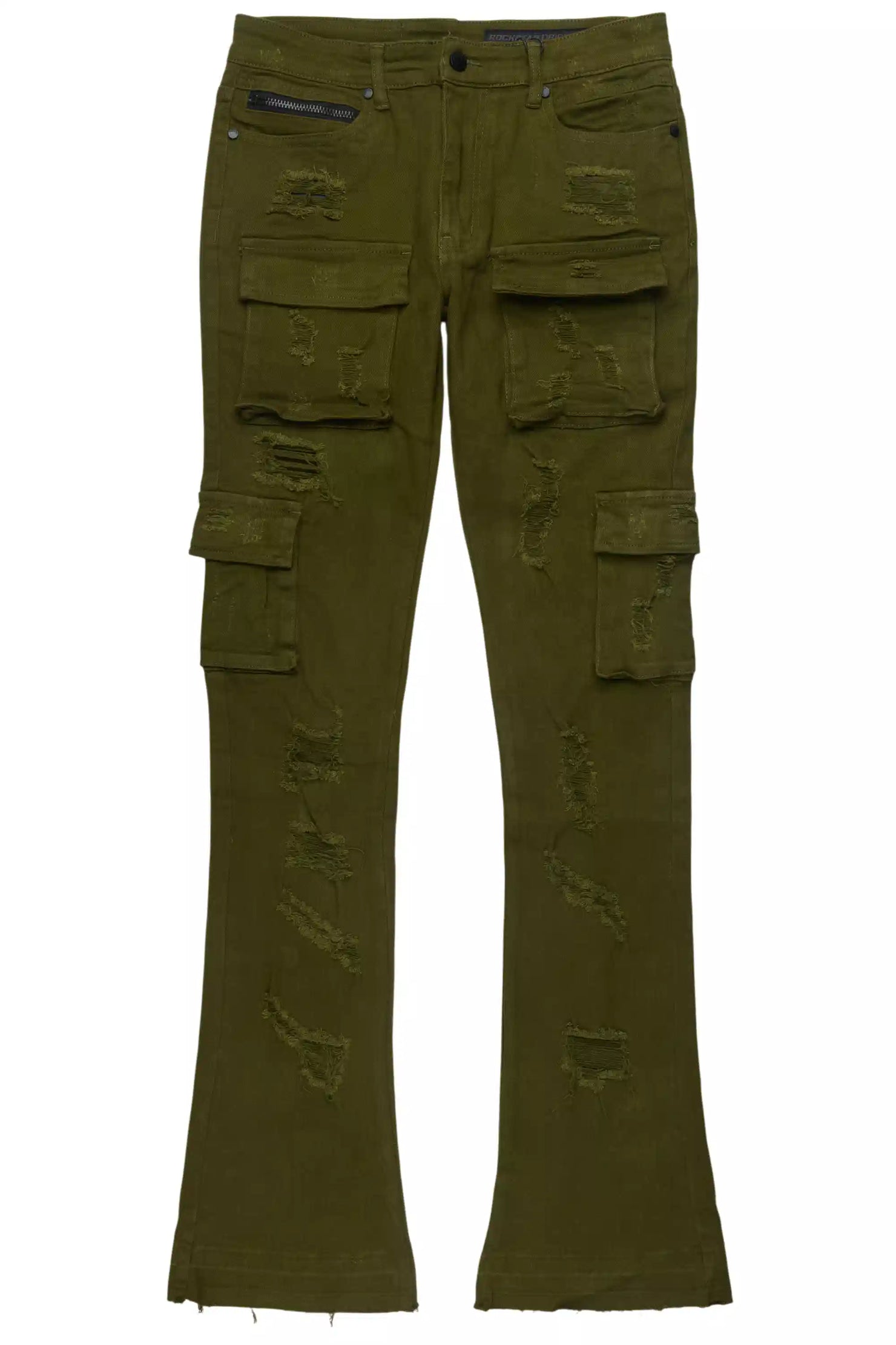 Zaid Olive Stacked Flare Jean