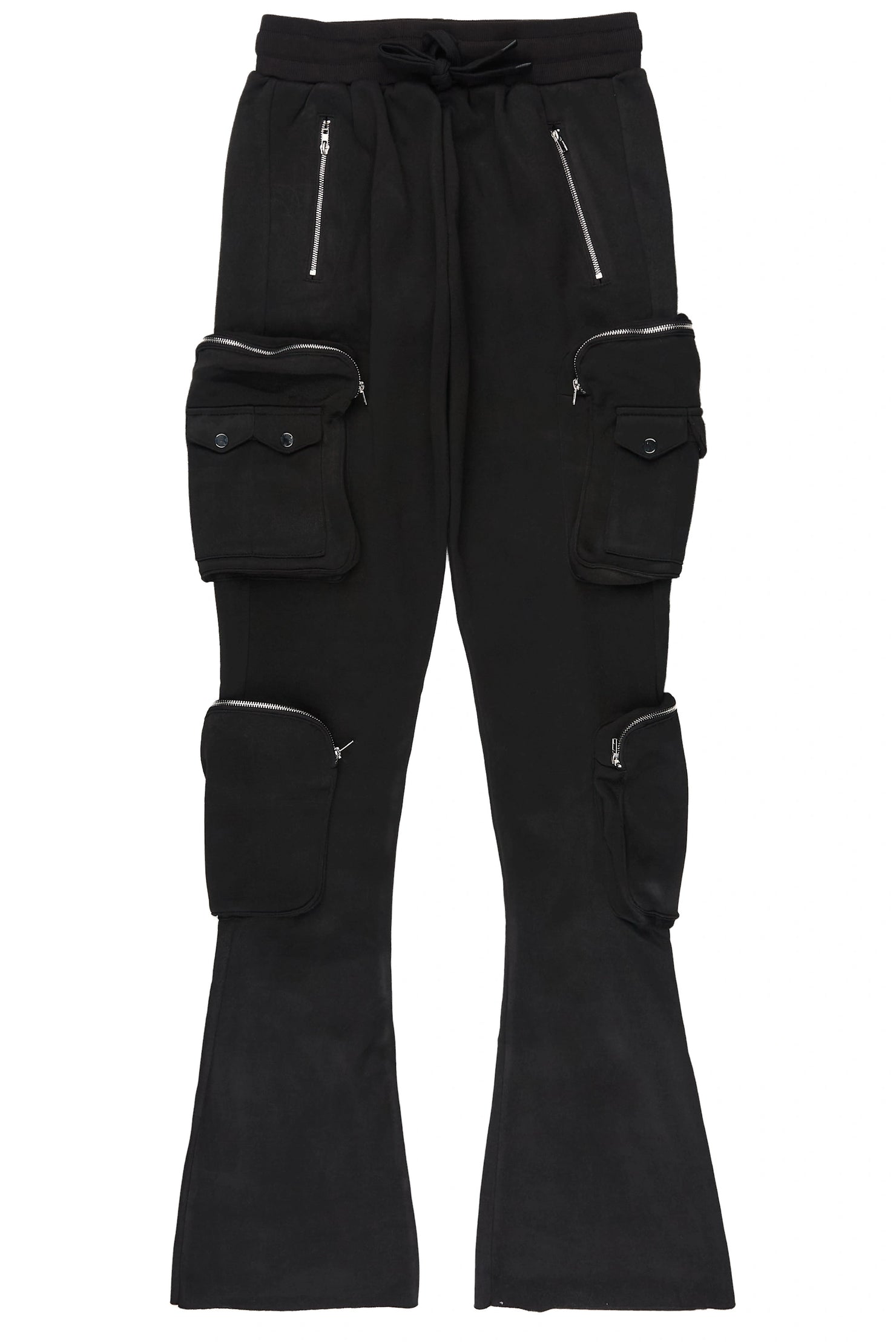 Cheronnie Black Cargo Stacked Track Pant