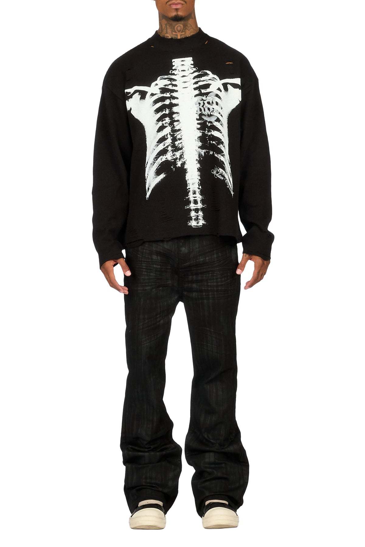 Atreus Black Drop Crotch Flare Jean