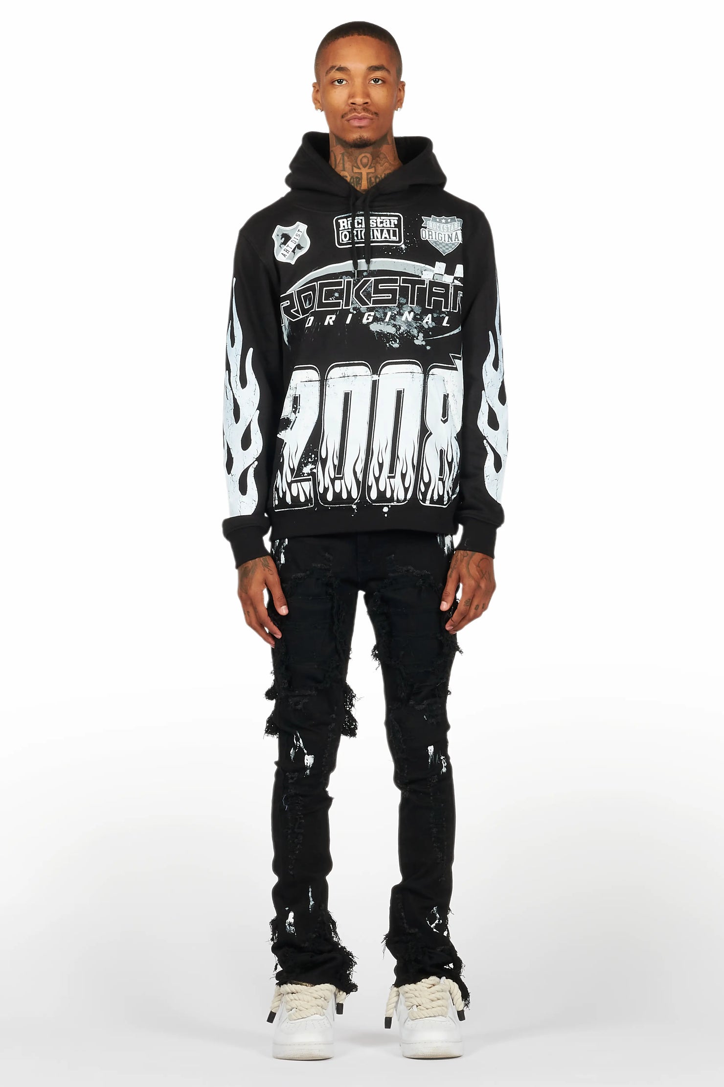 Amos Black Hoodie/Stacked Jean Bundle