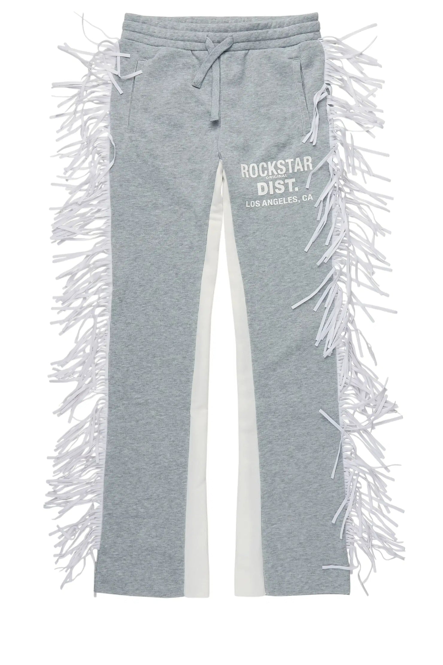Girls Kendra Grey Fringe Stacked Flare Pant