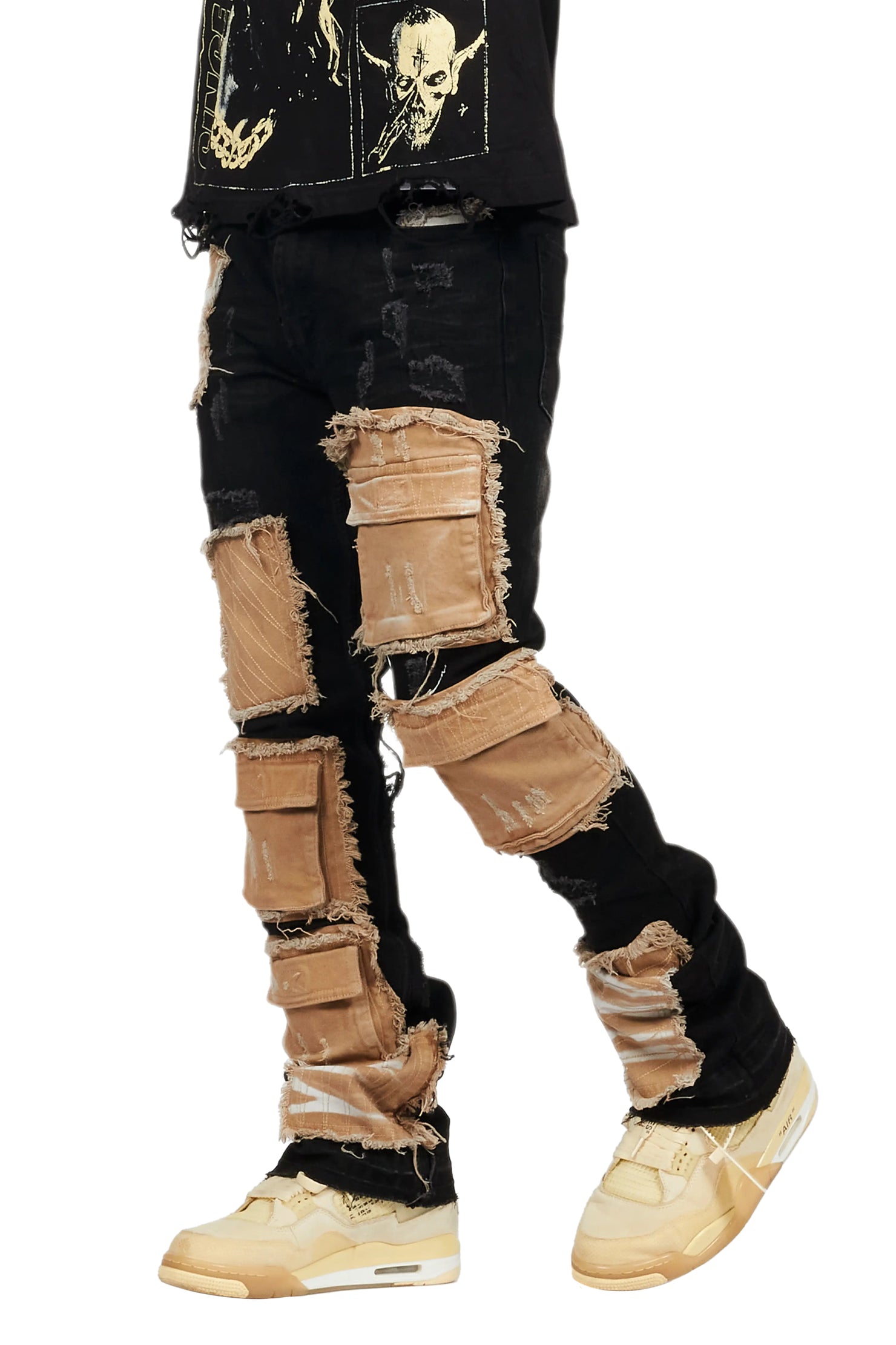 Monet Black Stacked Flare Jean