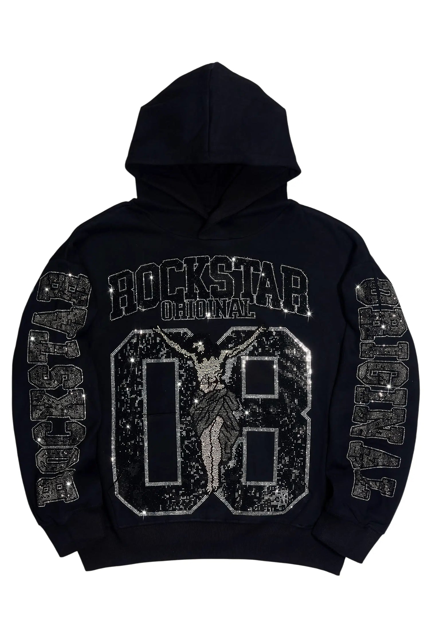 Fields Black Rhinestone Oversized Hoodie