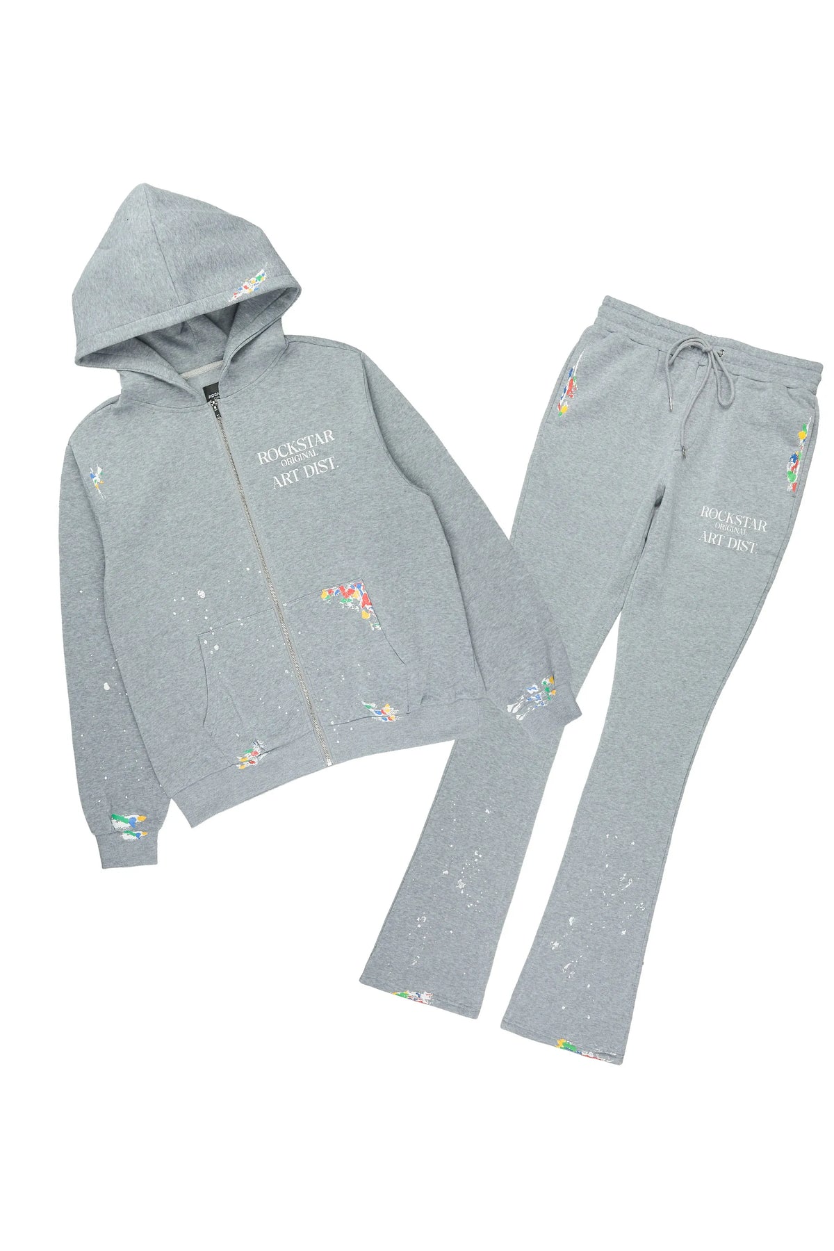 Art Dist Heather Grey Zip Up Hoodie/Stacked Track Set
