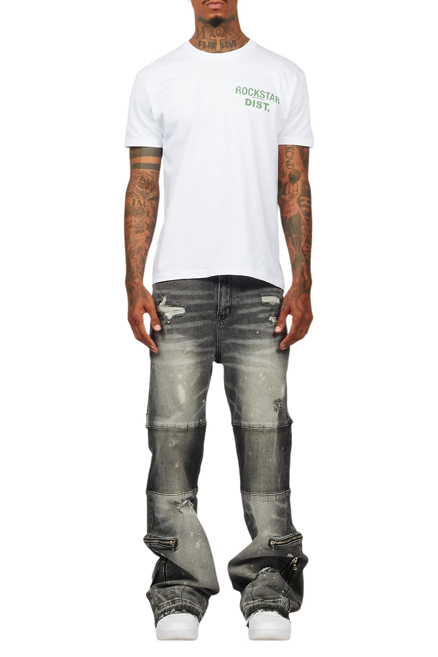Grib Grey Bleach Baggy Jean